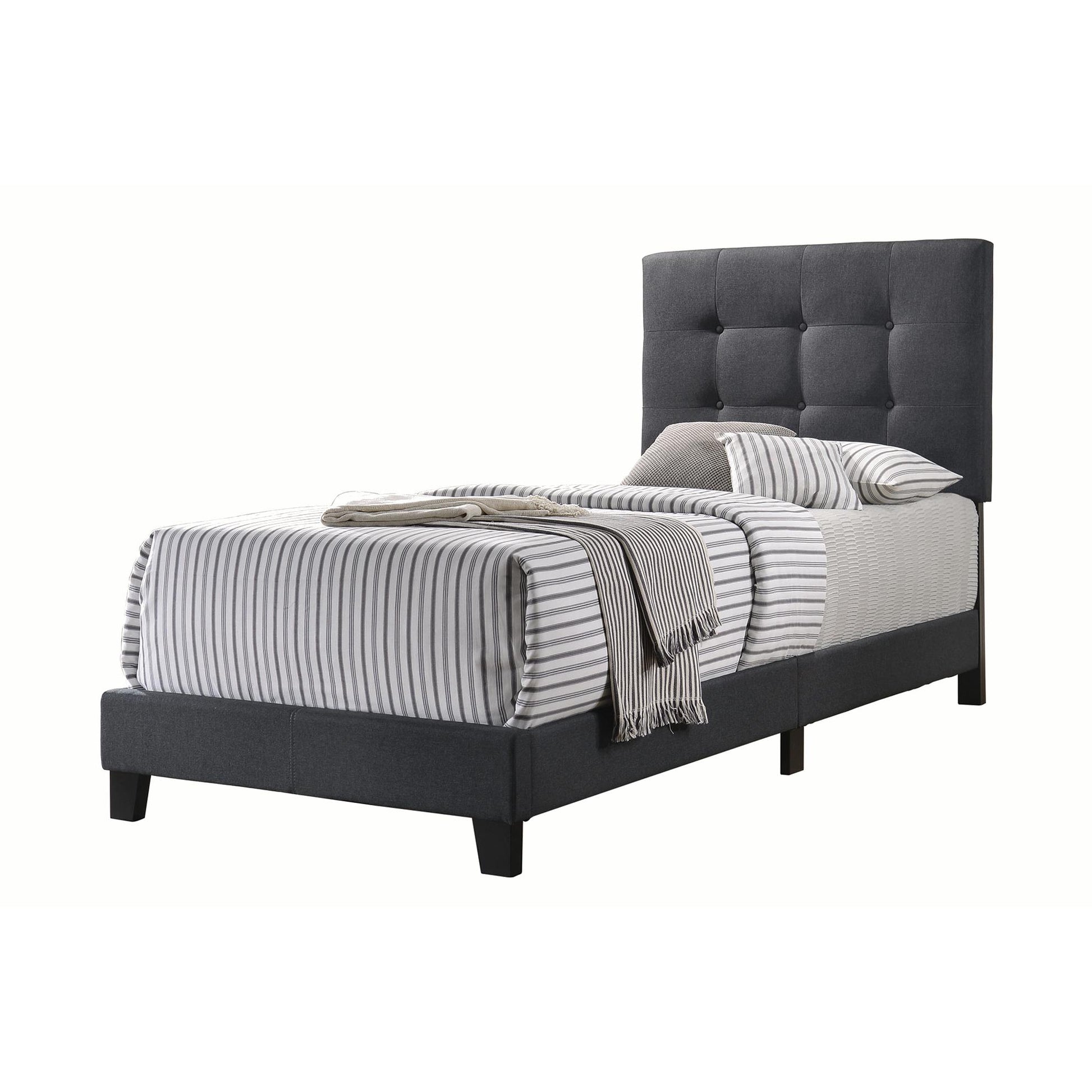  Size_Twin  -- Mapes 305746T Upholstered Twin Panel Bed - Charcoal IMAGE 1