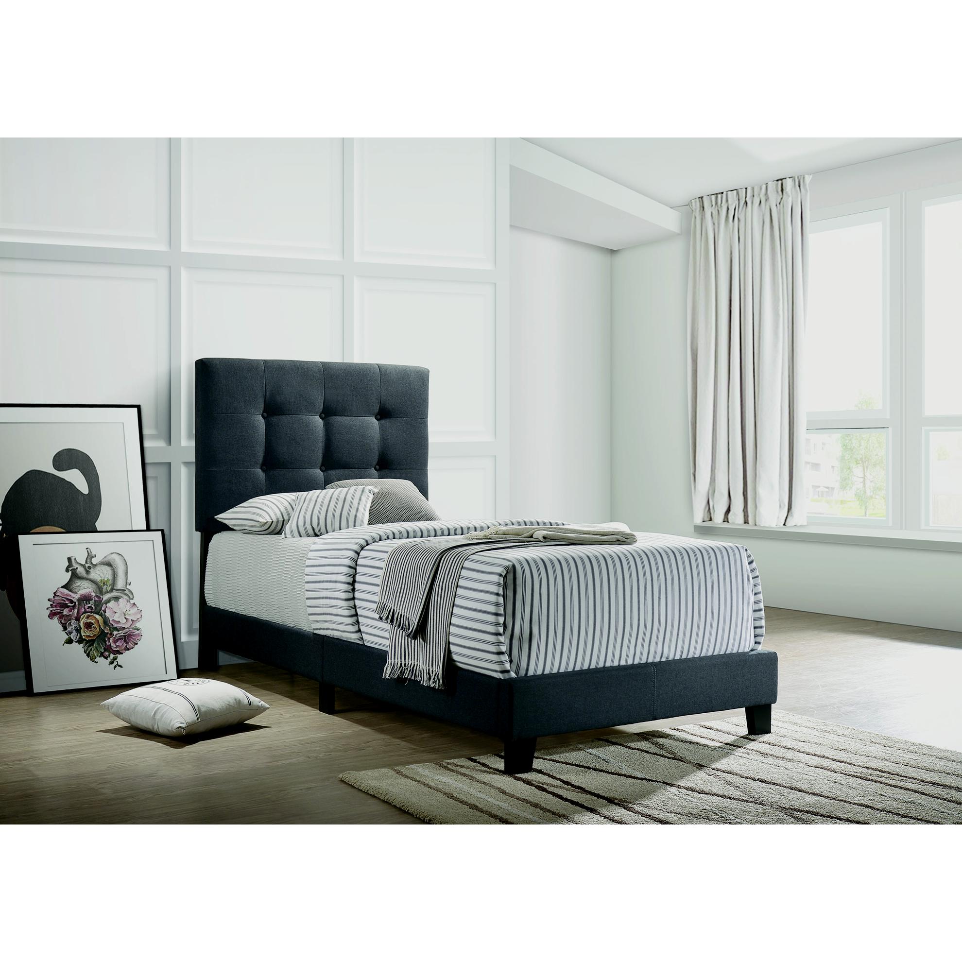  Size_Twin  -- Mapes 305746T Upholstered Twin Panel Bed - Charcoal IMAGE 4
