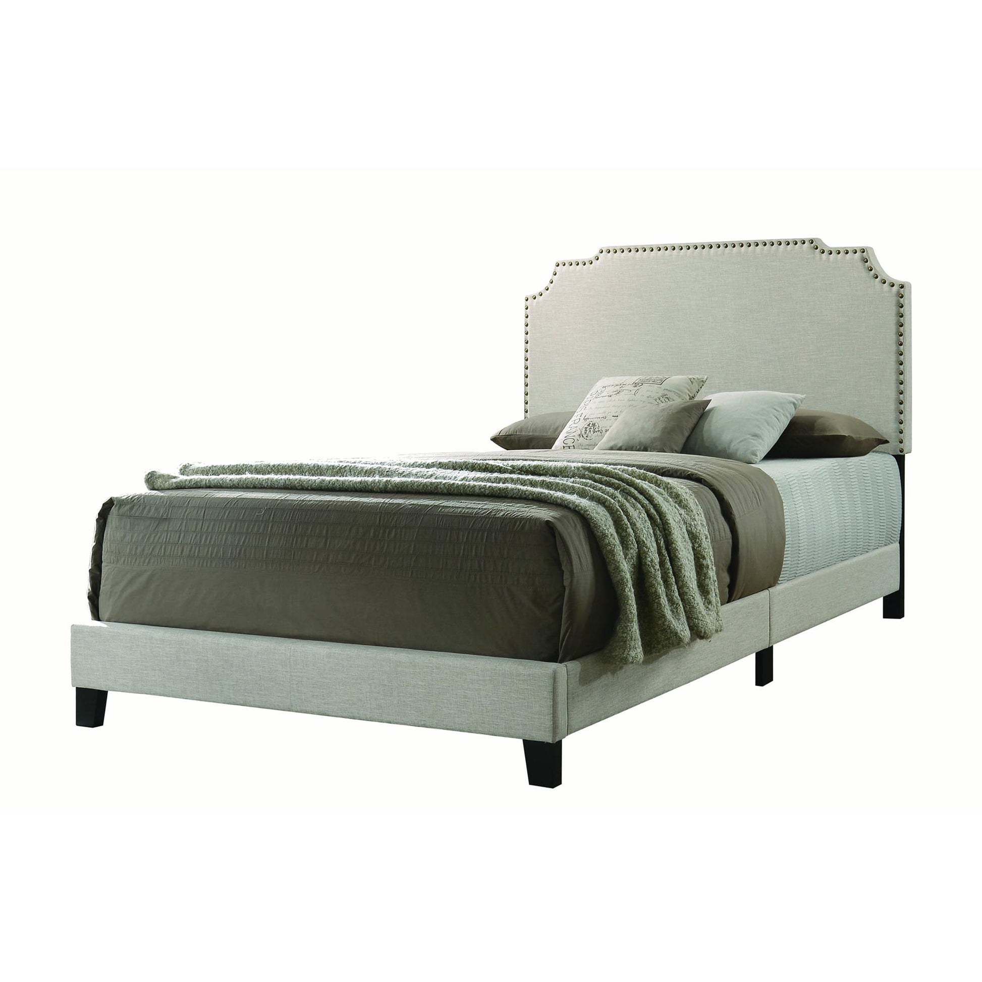  Size_King  -- Tamarac 310061KE Upholstered Eastern King Panel Bed - Beige IMAGE 1