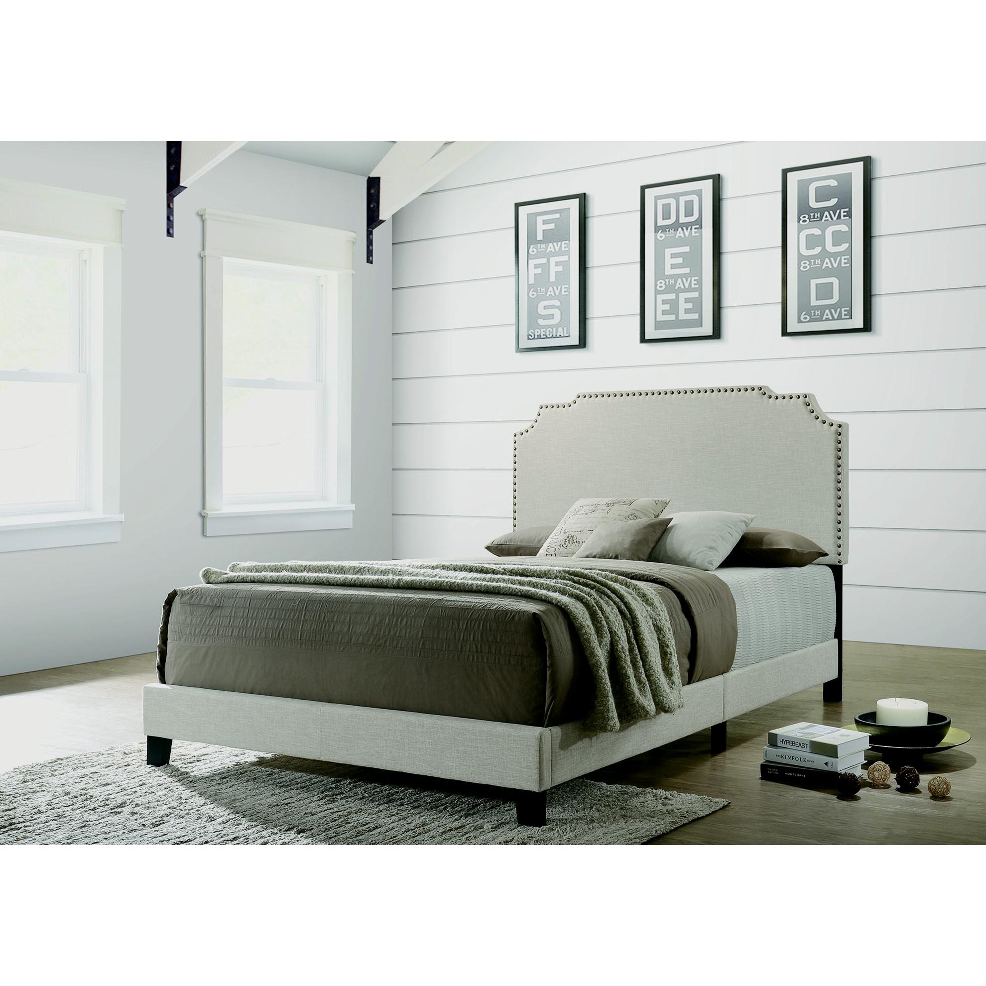  Size_Queen  -- Tamarac 310061Q Upholstered Queen Panel Bed - Beige IMAGE 4