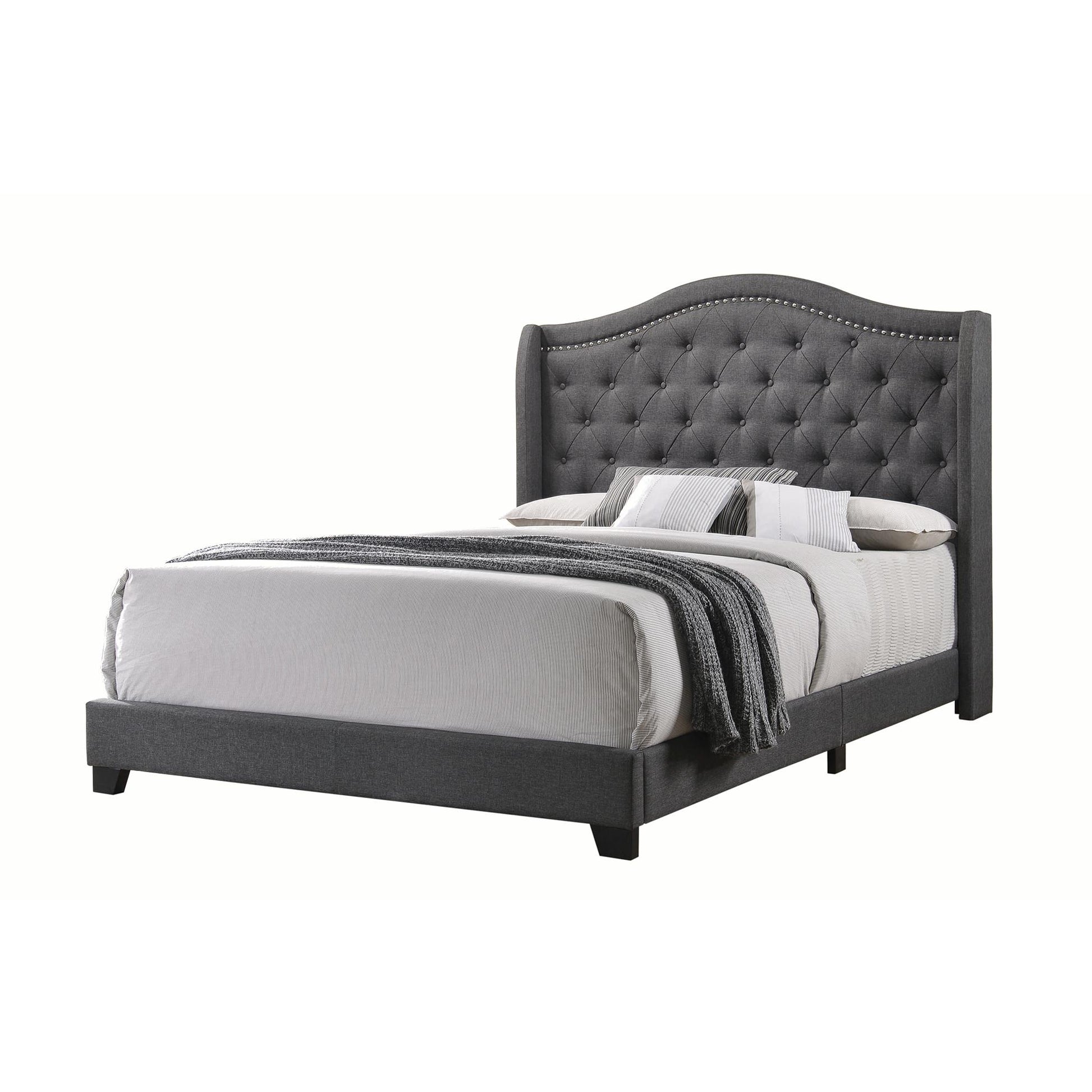  Size_Queen  -- Sonoma 310072Q Upholstered Queen Wingback Bed - Grey IMAGE 1