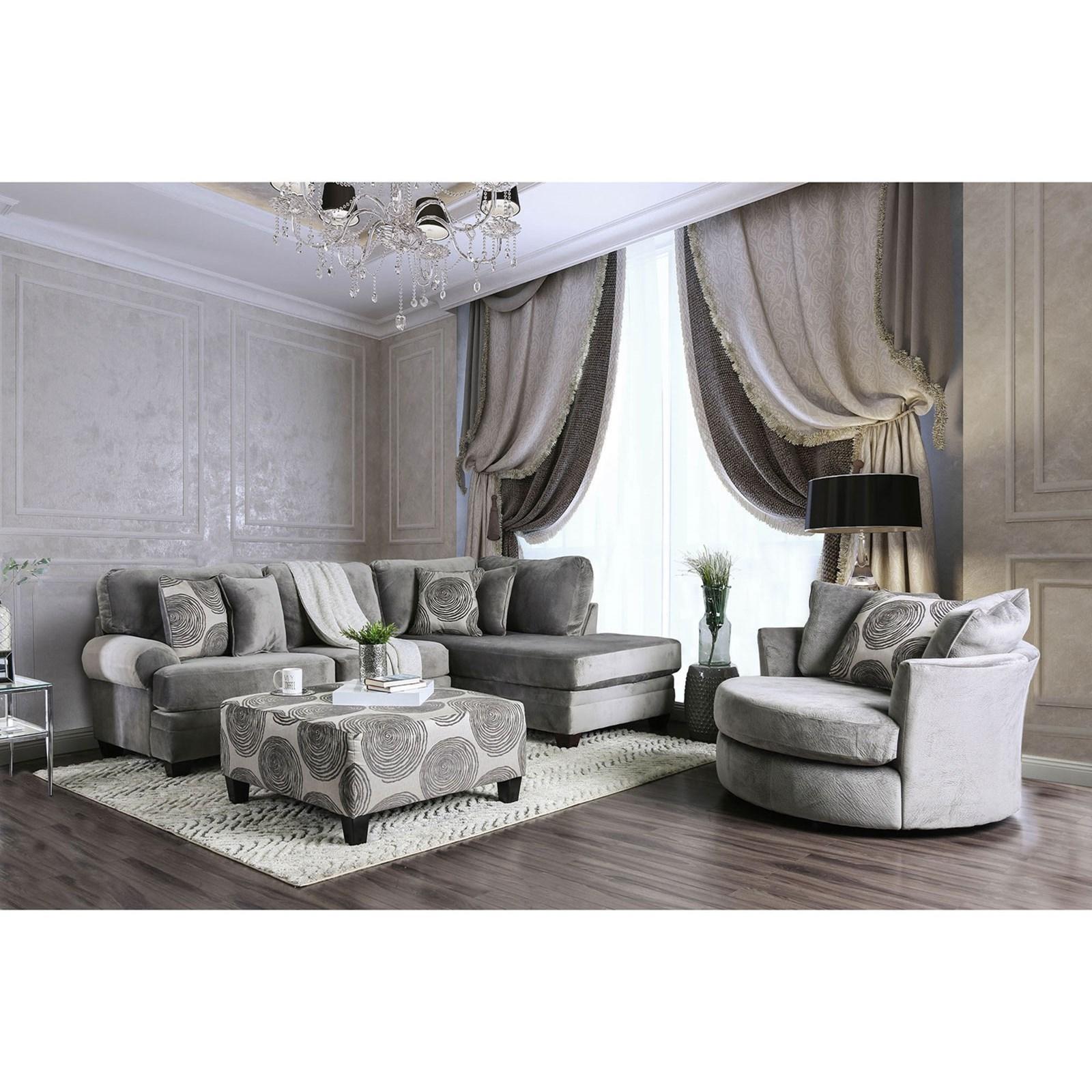  Furniture of America Bonaventura Fabric Ottoman SM5142GY-OT IMAGE 4