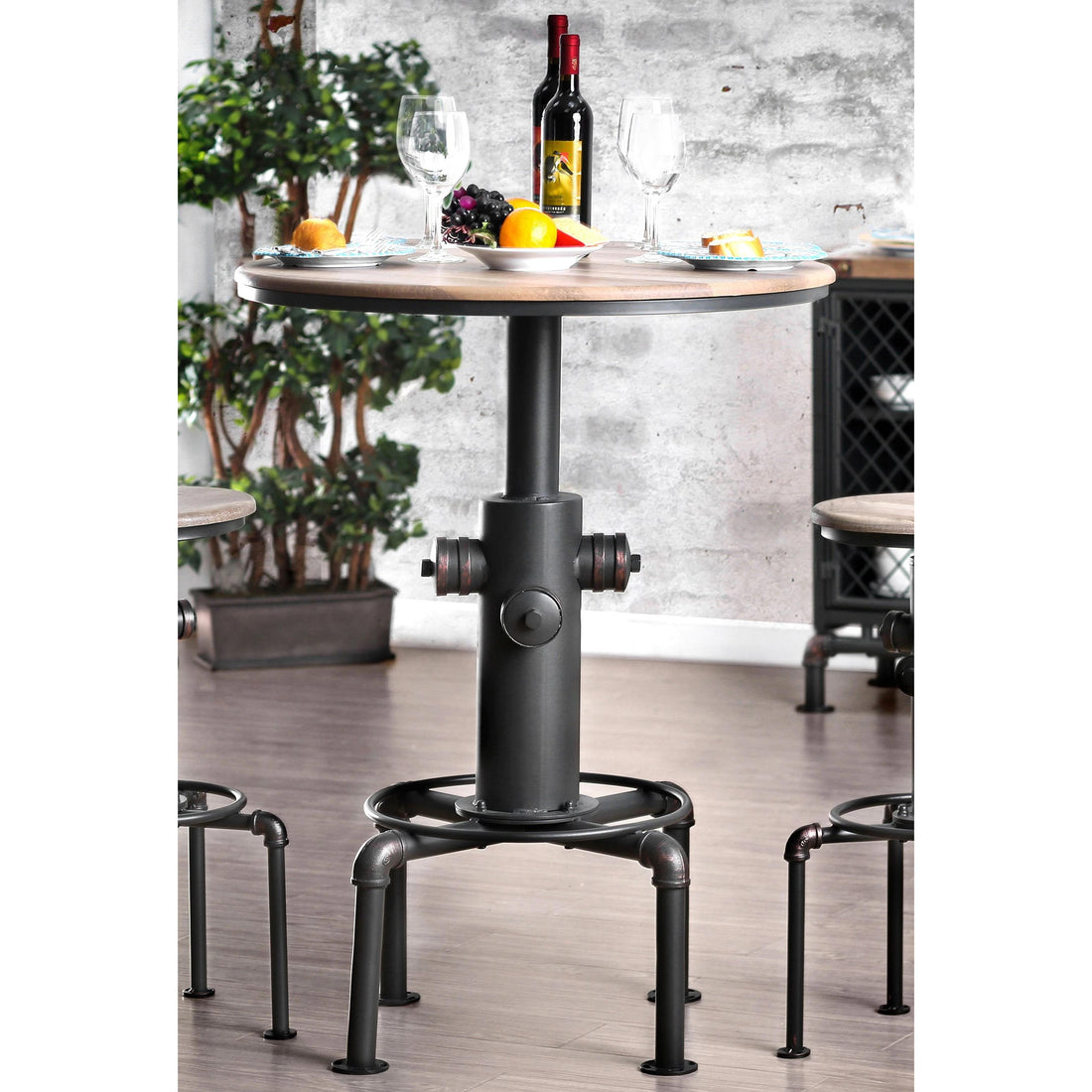  Furniture of America Round Foskey Pub Height Dining Table with Pedestal Base CM3367BT-TABLE IMAGE 1