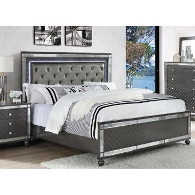  Size_Queen  -- Refino Upholstered Panel Bed IMAGE 1