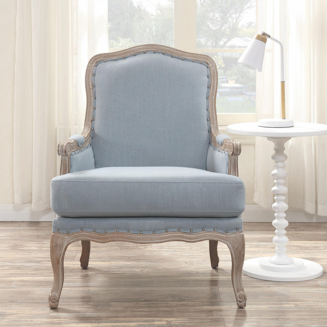  Elements International Artesia UAZ547100G Arm Chair - Midtown Light Blue IMAGE 1