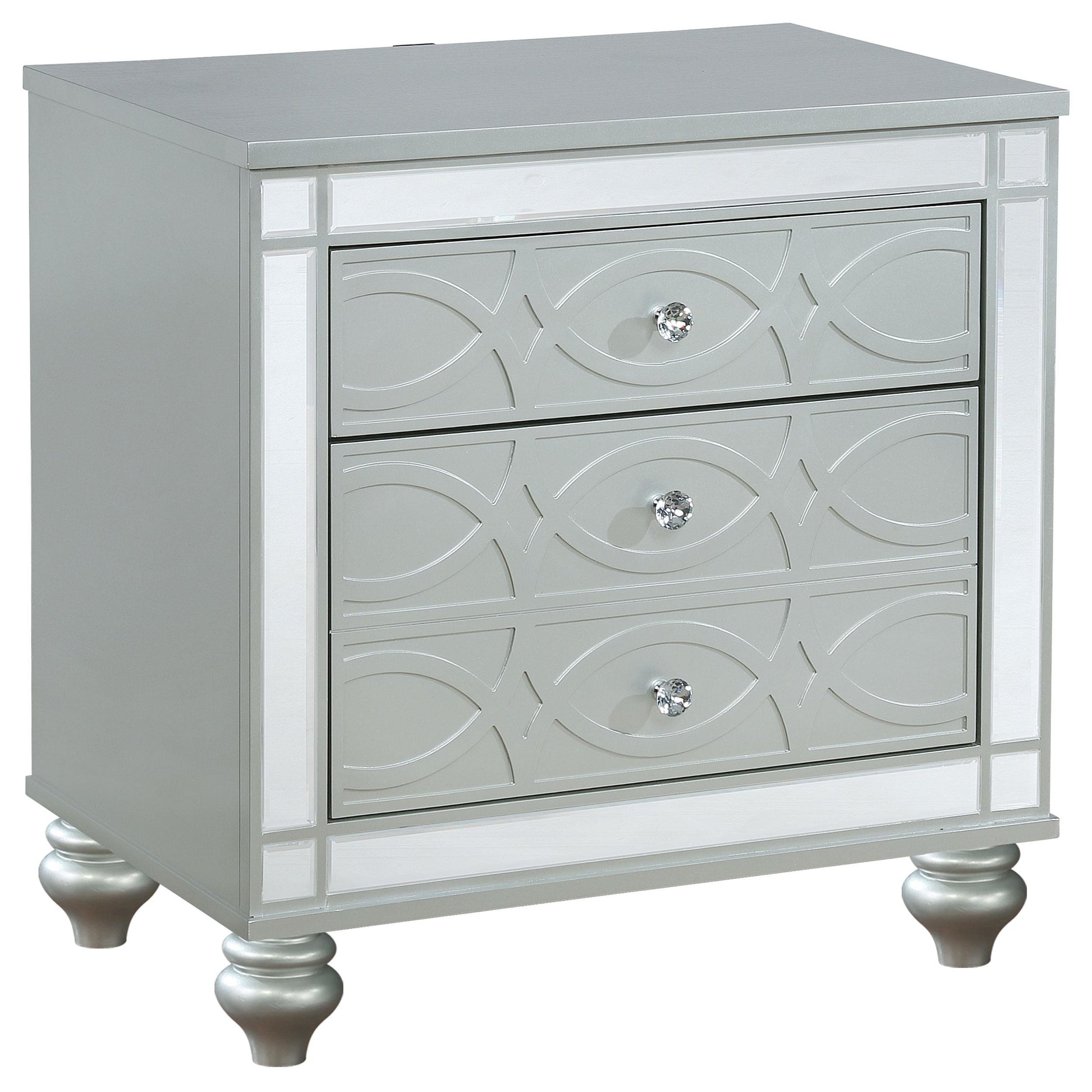  Coaster Furniture Gunnison 223212 2-Drawer Nightstand - Silver Metallic IMAGE 1