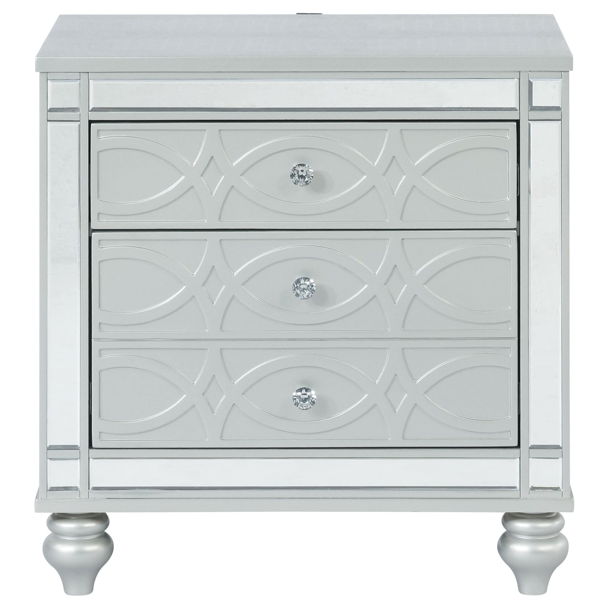  Coaster Furniture Gunnison 223212 2-Drawer Nightstand - Silver Metallic IMAGE 2