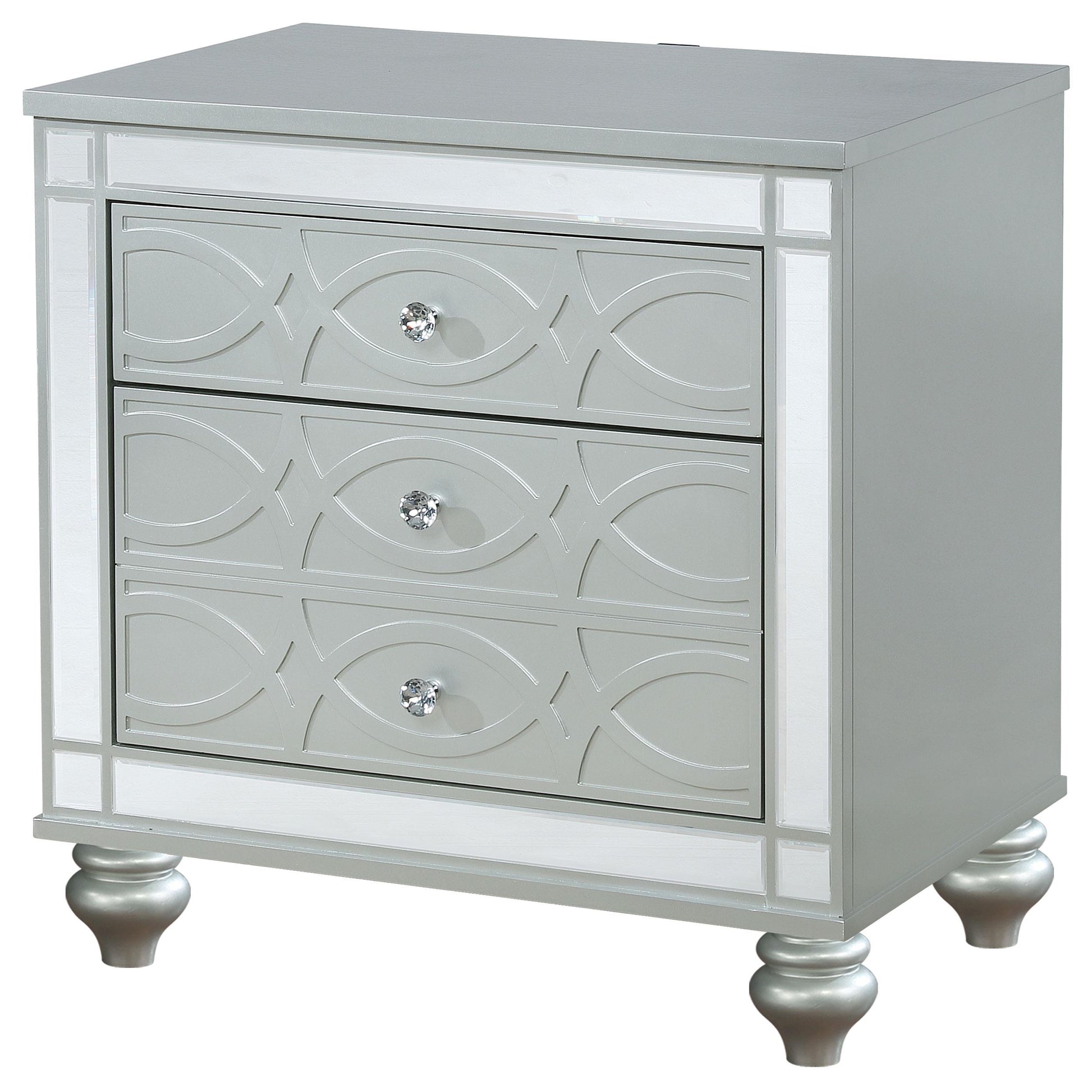 Coaster Furniture Gunnison 223212 2-Drawer Nightstand - Silver Metallic IMAGE 3