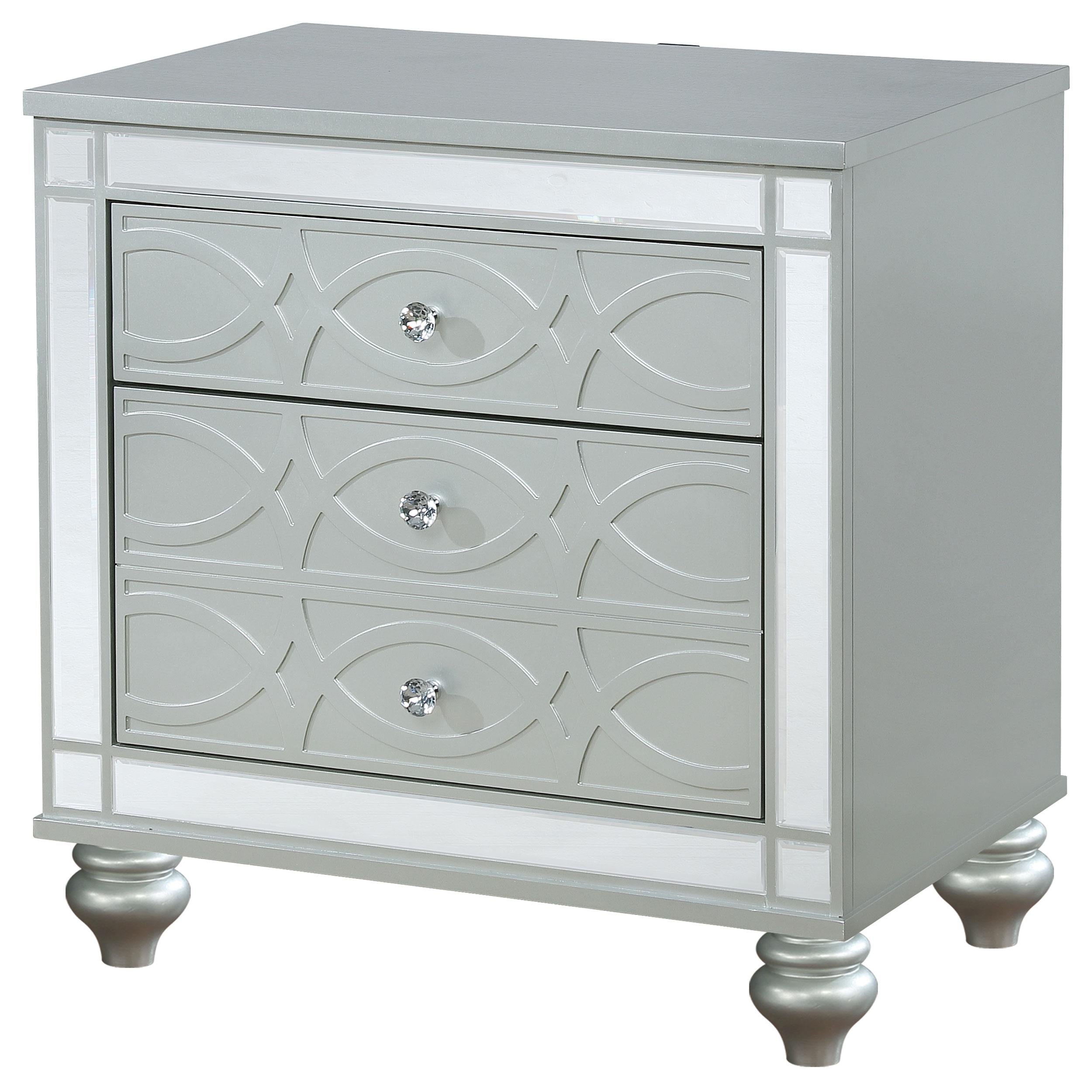  Coaster Furniture Gunnison 223212 2-Drawer Nightstand - Silver Metallic IMAGE 3