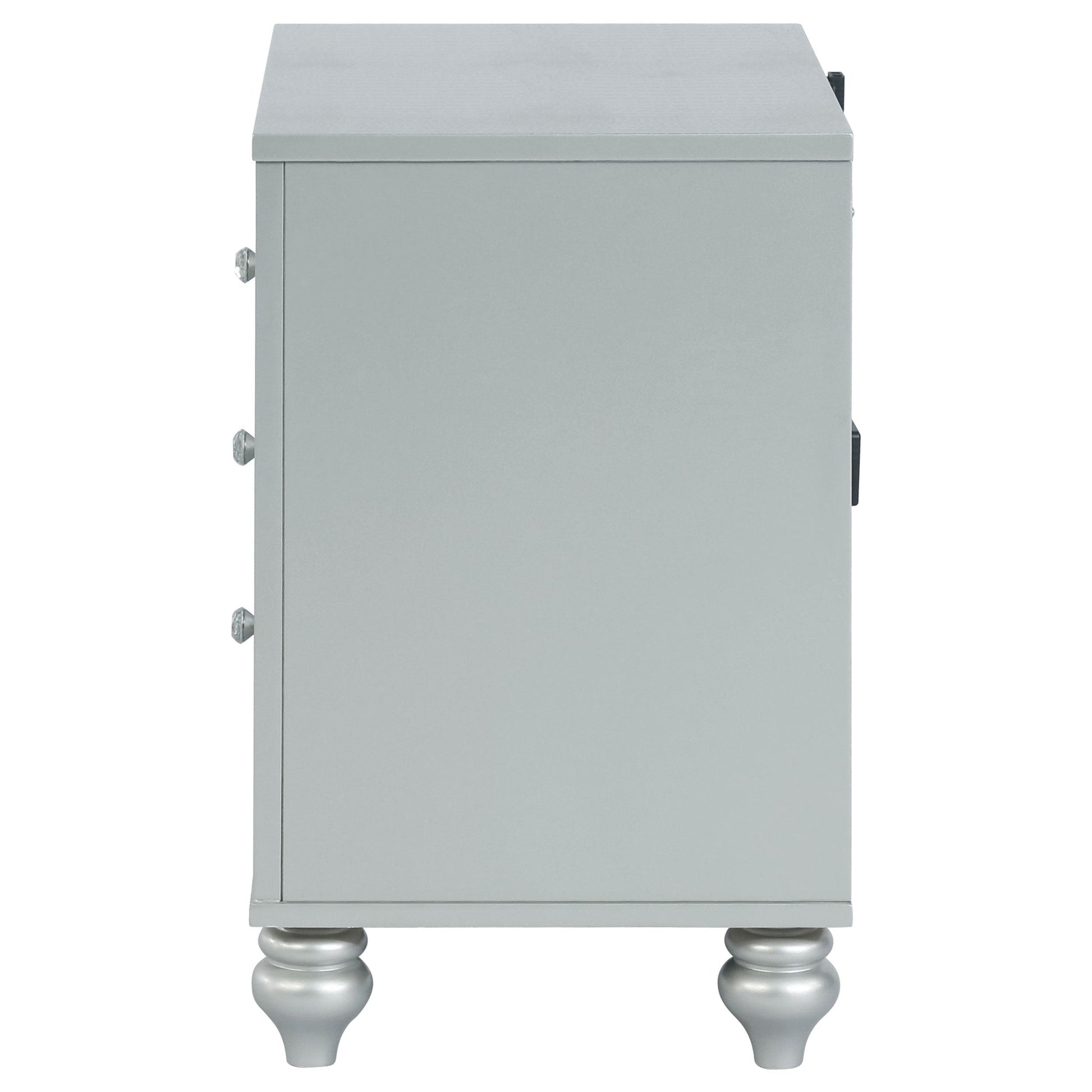  Coaster Furniture Gunnison 223212 2-Drawer Nightstand - Silver Metallic IMAGE 4