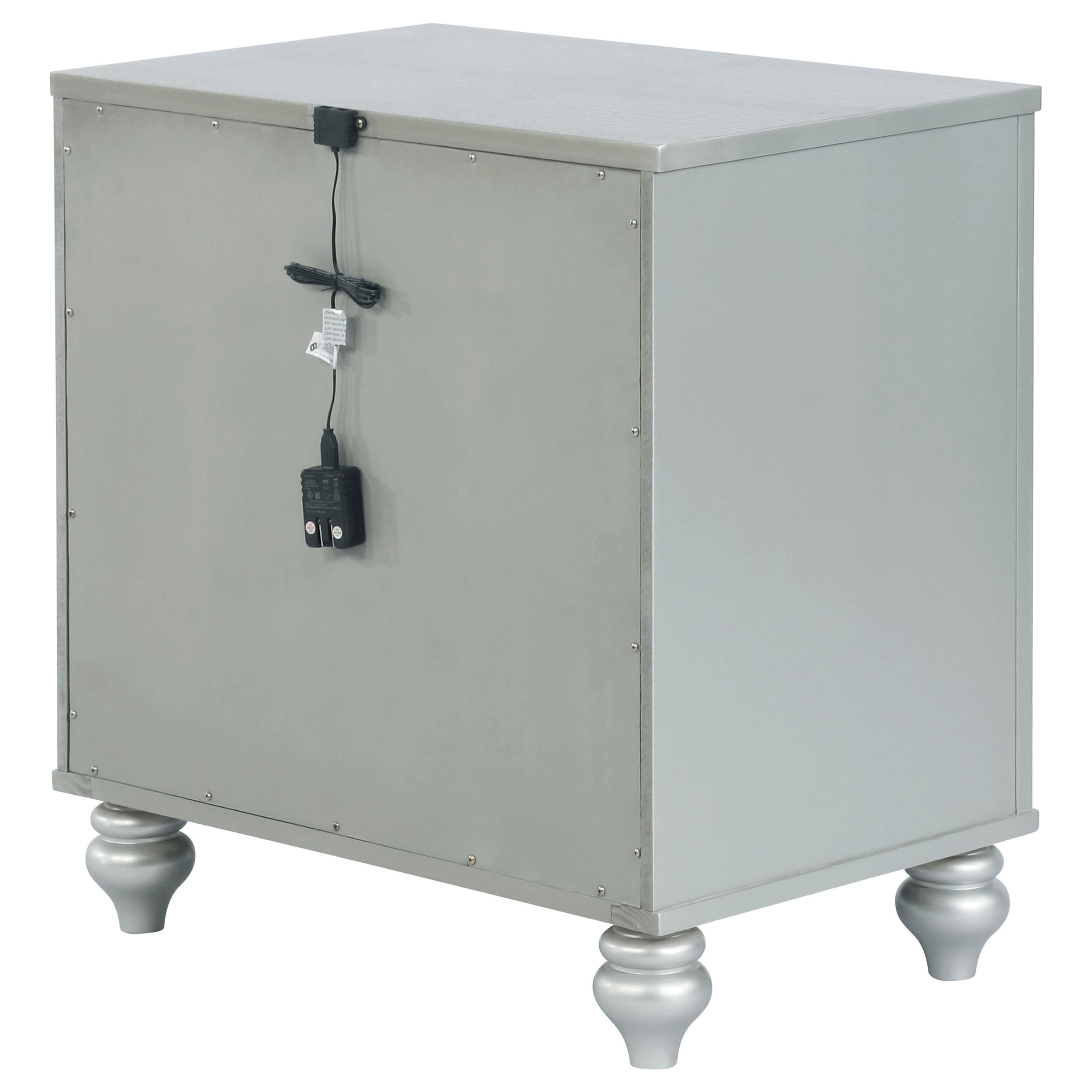  Coaster Furniture Gunnison 223212 2-Drawer Nightstand - Silver Metallic IMAGE 7