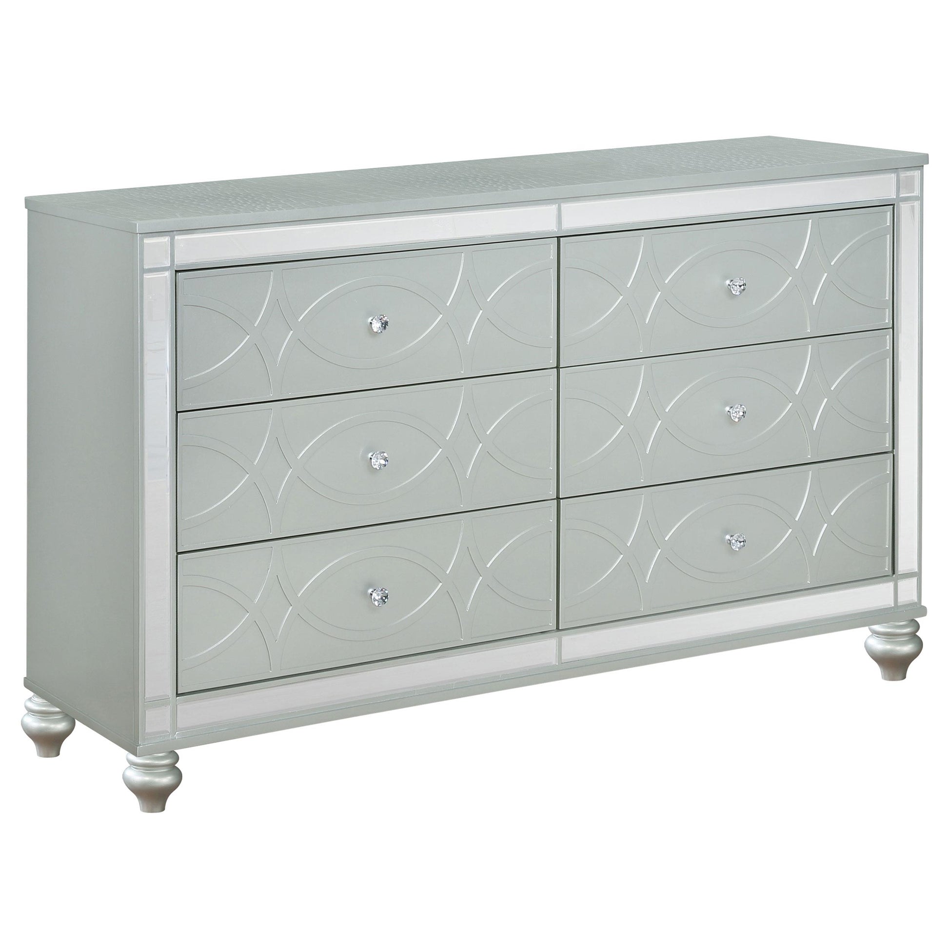  Coaster Furniture Gunnison 223213 6-Drawer Dresser - Silver Metallic IMAGE 1