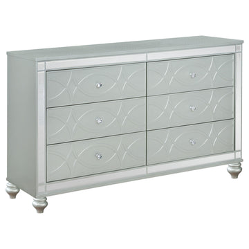  Coaster Furniture Gunnison 223213 6-Drawer Dresser - Silver Metallic IMAGE 1