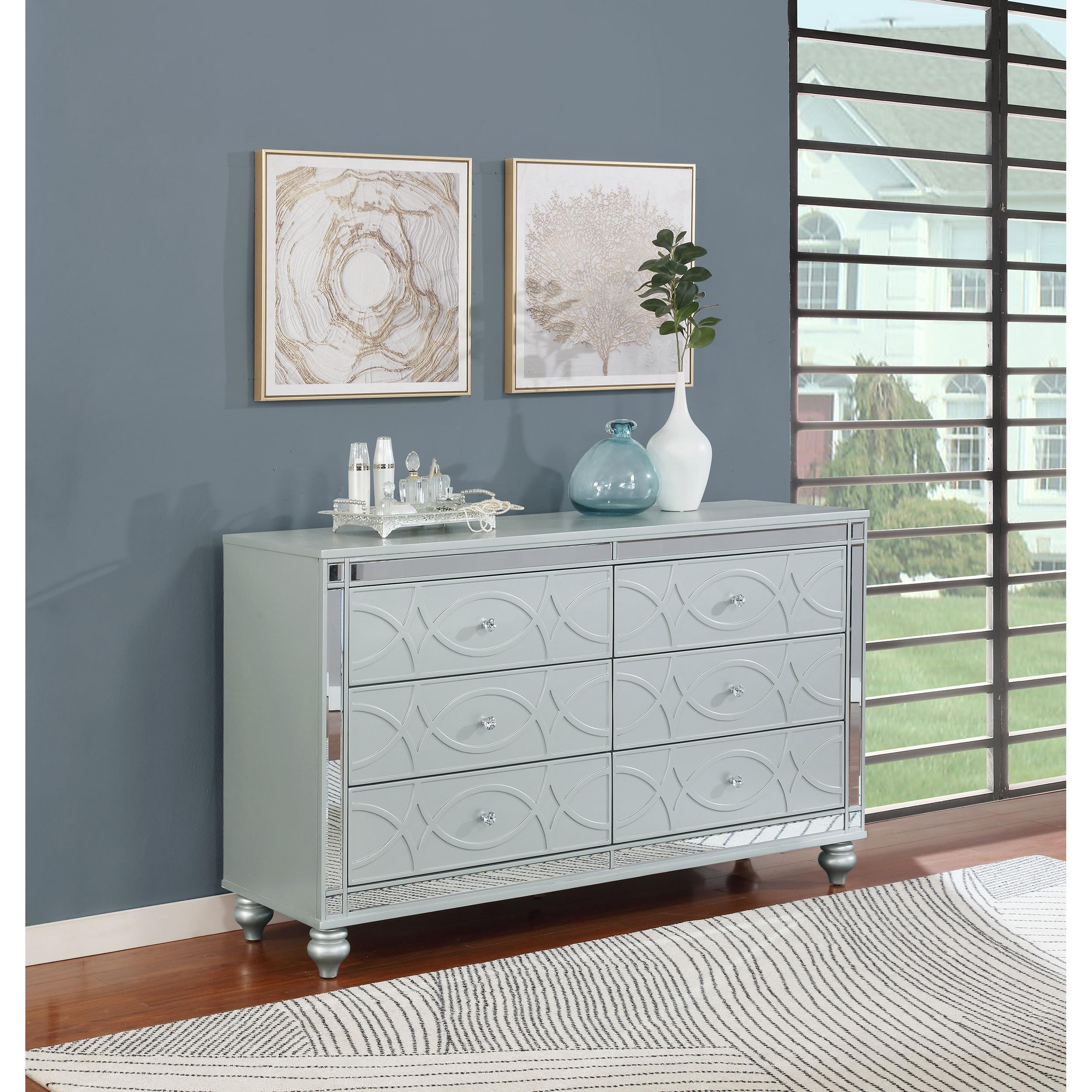  Coaster Furniture Gunnison 223213 6-Drawer Dresser - Silver Metallic IMAGE 9