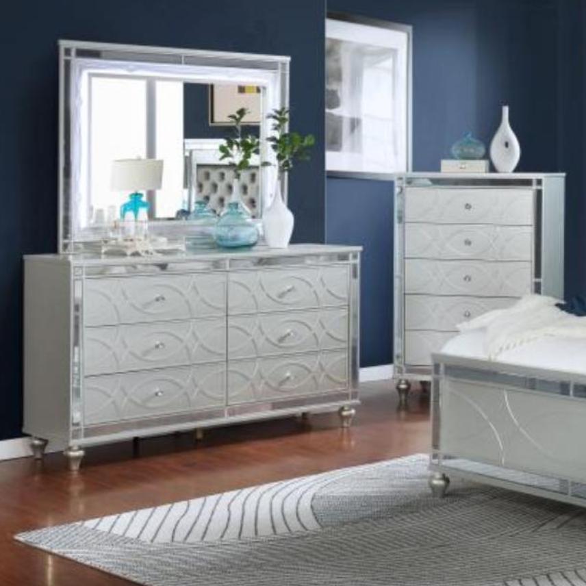  Coaster Furniture Gunnison 223214 Dresser Mirror - Silver Metallic IMAGE 1