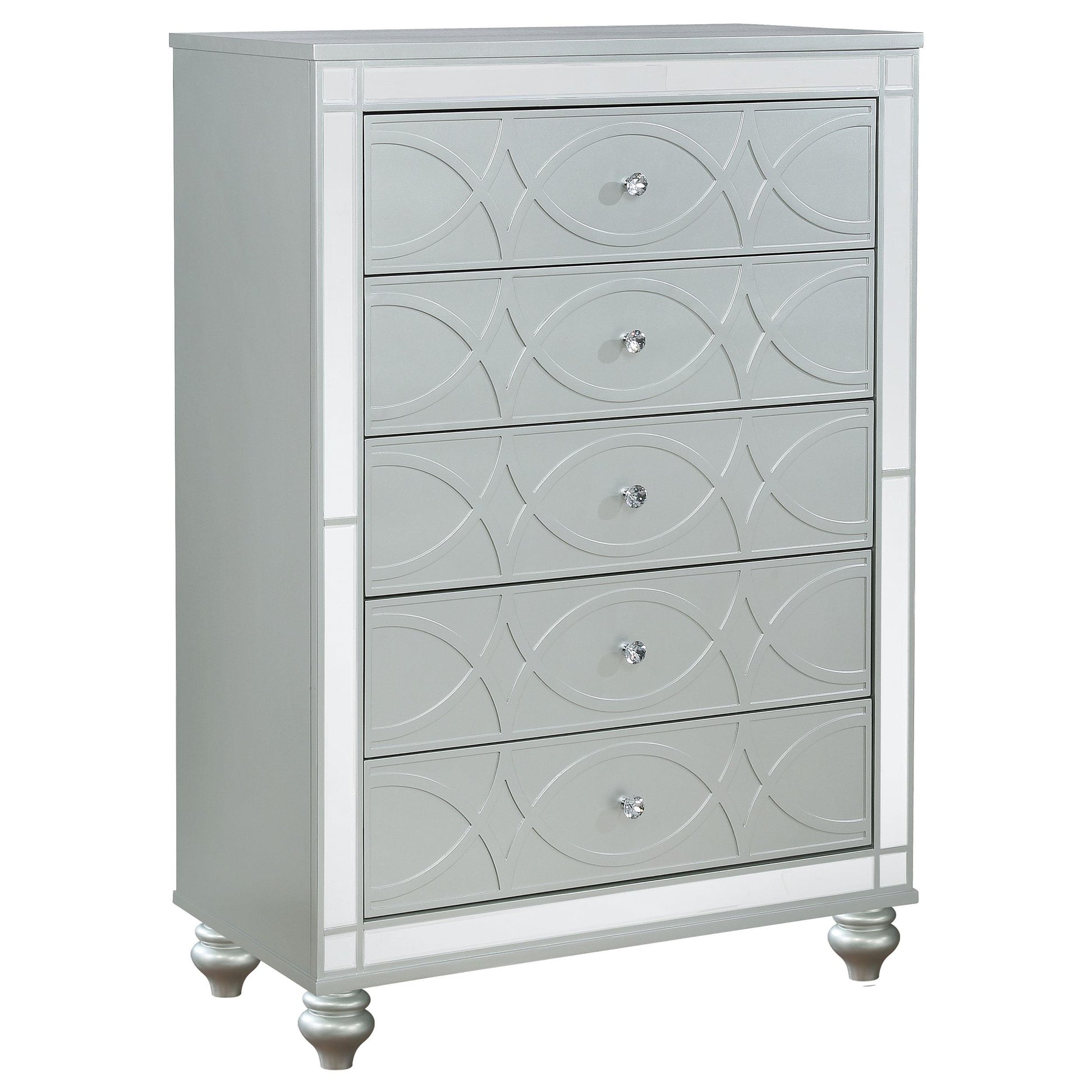  Coaster Furniture Gunnison 223215 5-Drawer Bedroom Chest - Silver Metallic IMAGE 1
