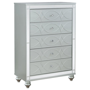  Coaster Furniture Gunnison 223215 5-Drawer Bedroom Chest - Silver Metallic IMAGE 1
