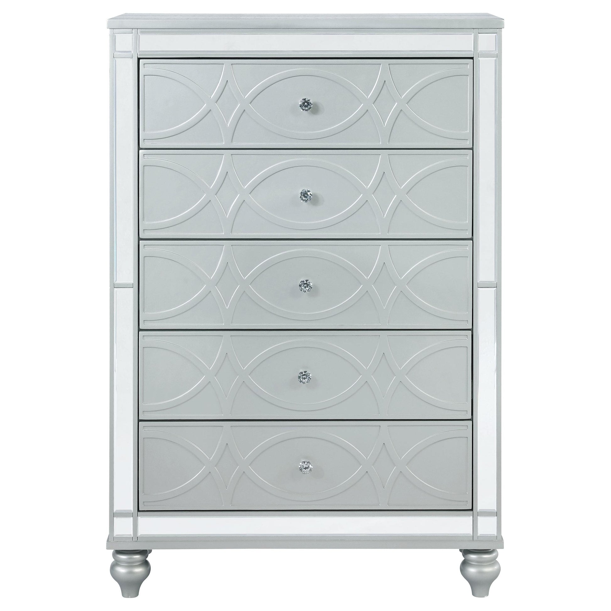  Coaster Furniture Gunnison 223215 5-Drawer Bedroom Chest - Silver Metallic IMAGE 2