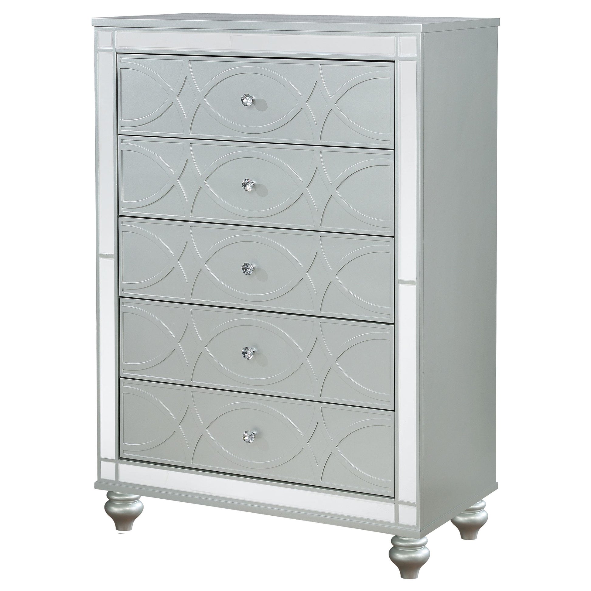  Coaster Furniture Gunnison 223215 5-Drawer Bedroom Chest - Silver Metallic IMAGE 3