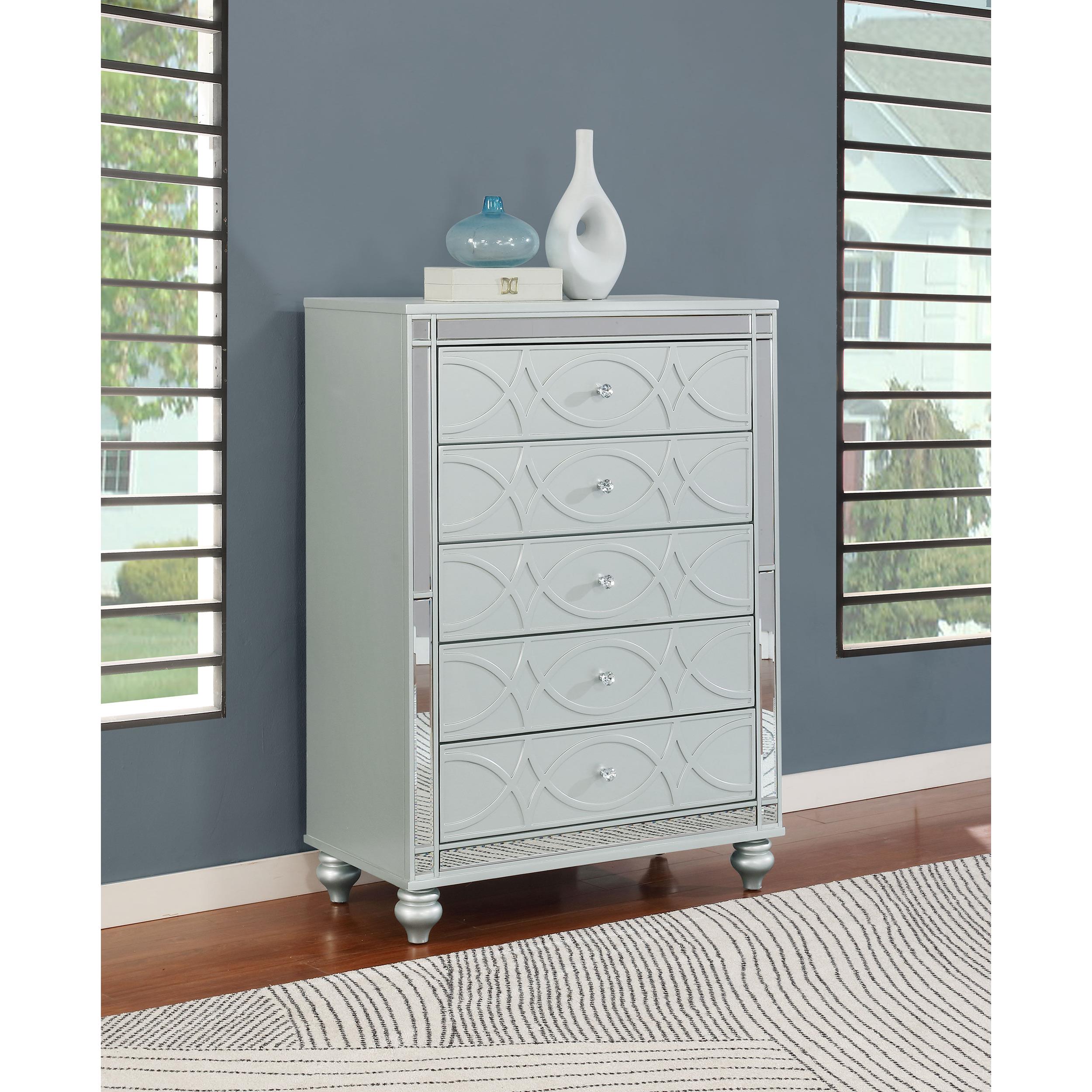  Coaster Furniture Gunnison 223215 5-Drawer Bedroom Chest - Silver Metallic IMAGE 9