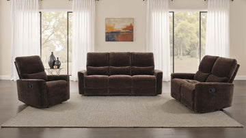 Coaster Furniture - 609571-S3 Reclining Sofa Set Dark Brown