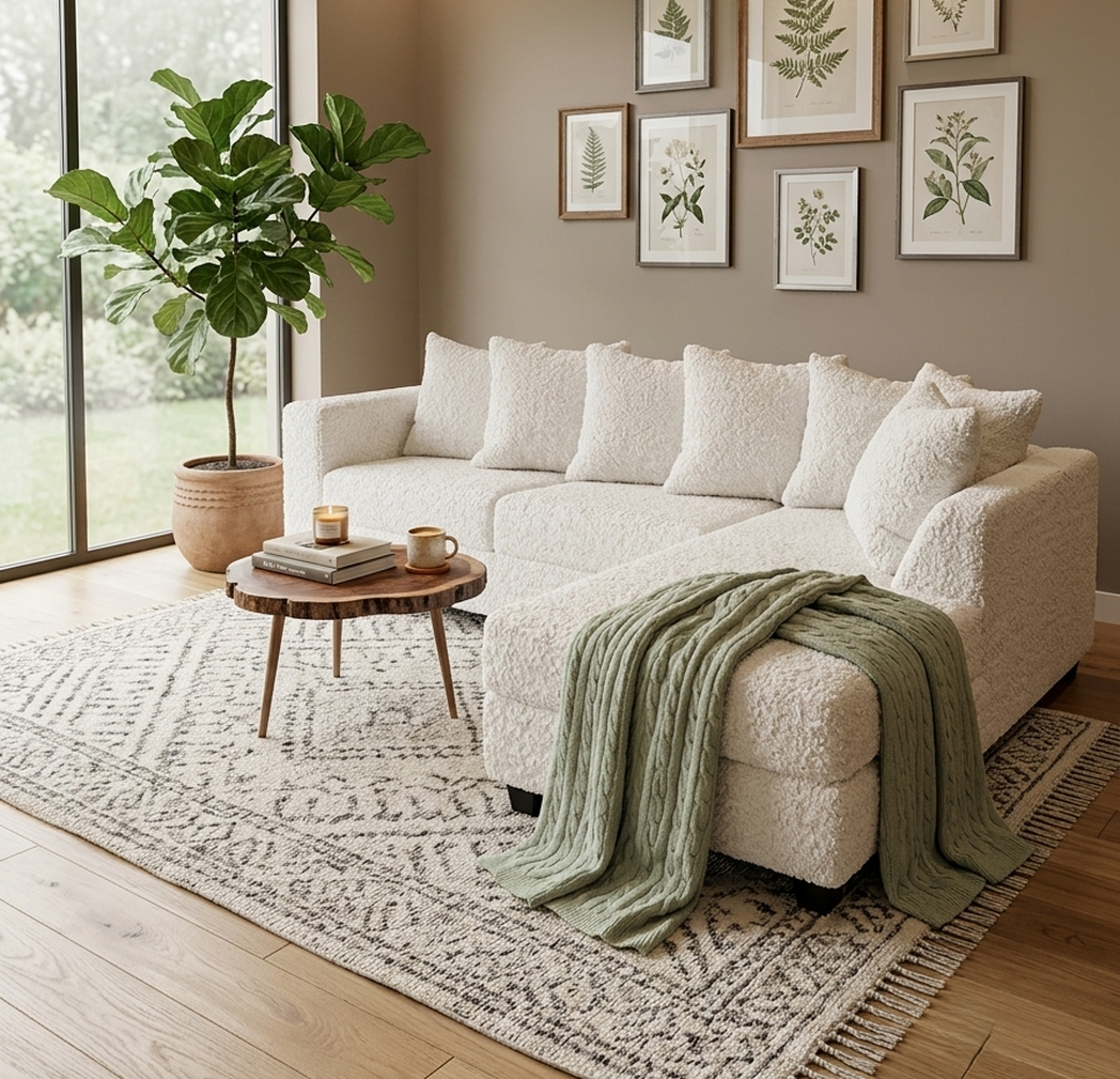 Empire Snodoodle Sectional (Available in Cream, Mocha, Grey , Black, Charcoal)
