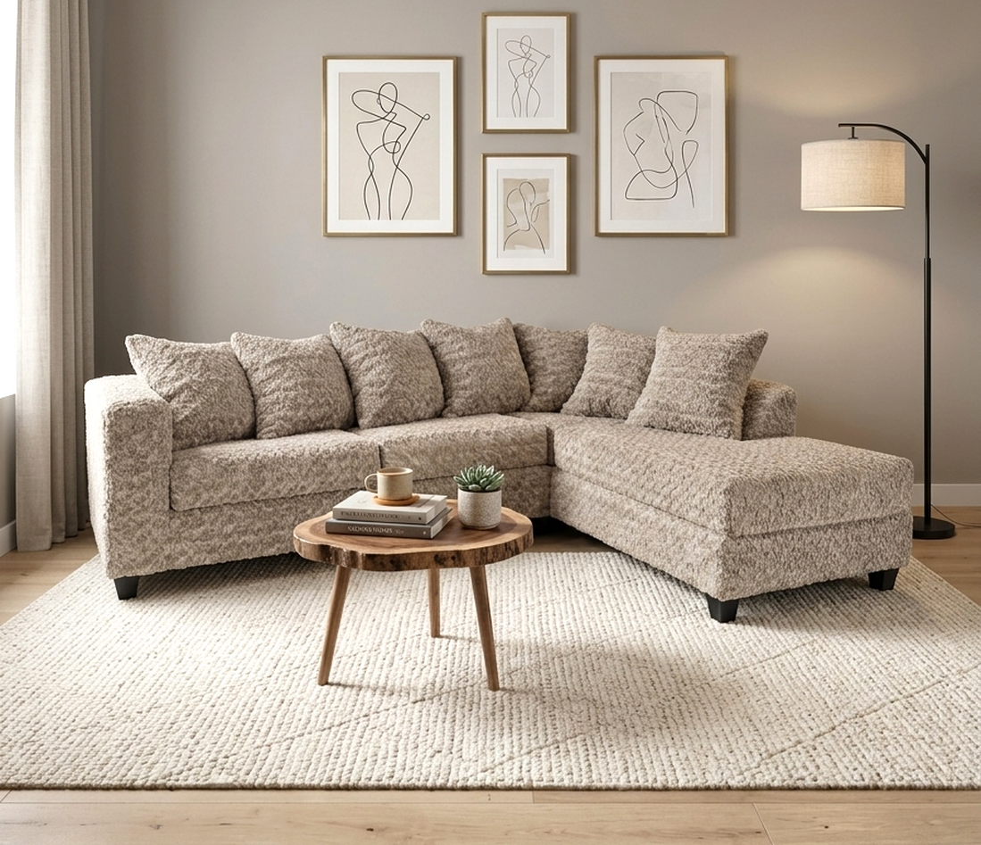 Empire Snodoodle Sectional (Available in Cream, Mocha, Grey , Black, Charcoal)