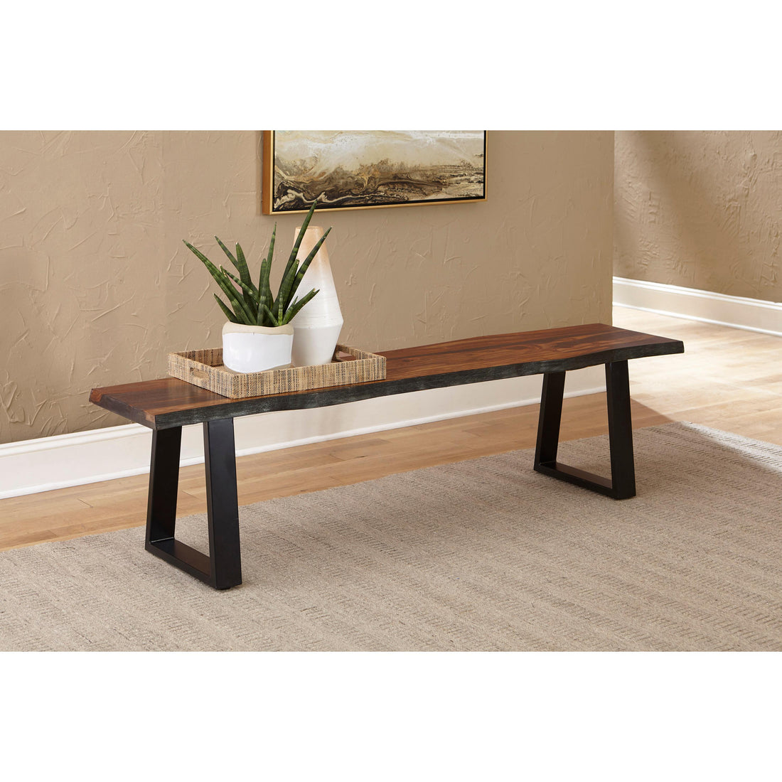  Coaster Furniture Ditman 110183 Live Edge Wood Dining Bench - Grey Sheesham IMAGE 1