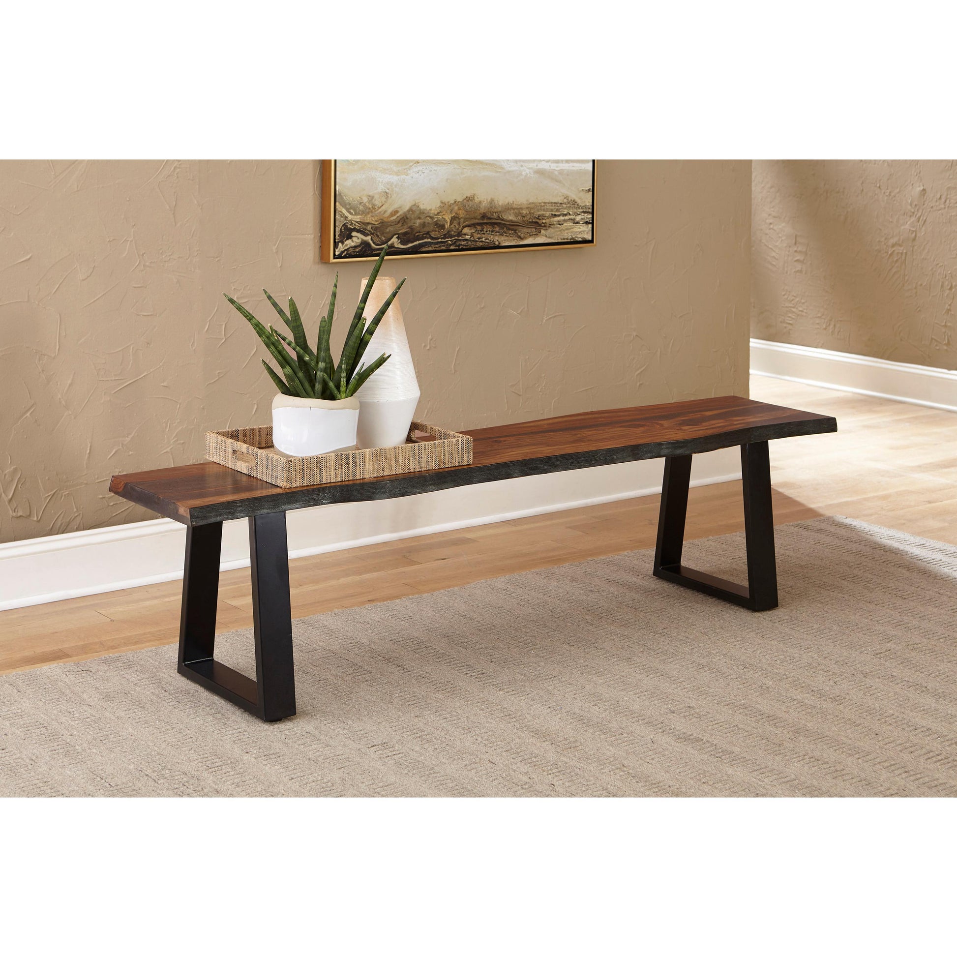  Coaster Furniture Ditman 110183 Live Edge Wood Dining Bench - Grey Sheesham IMAGE 2