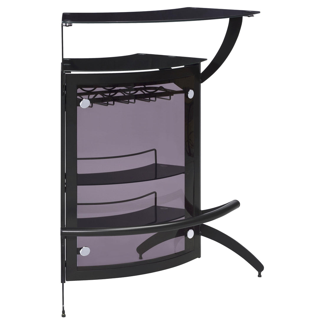  Coaster Furniture Dallas 182135 2-shelf Curved Freestanding Home Bar Cabinet - Black IMAGE 1