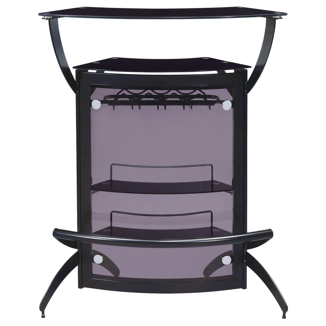  Coaster Furniture Dallas 182135 2-shelf Curved Freestanding Home Bar Cabinet - Black IMAGE 1