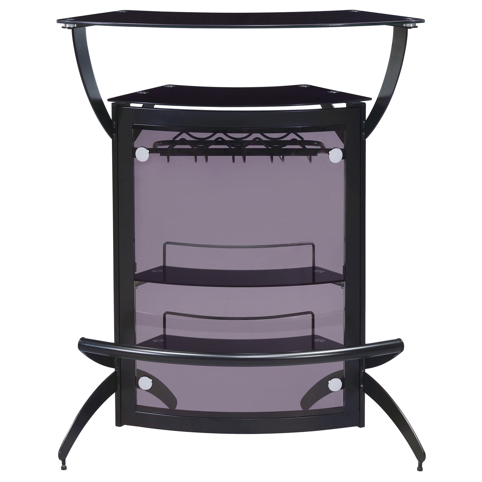  Coaster Furniture Dallas 182135 2-shelf Curved Freestanding Home Bar Cabinet - Black IMAGE 2