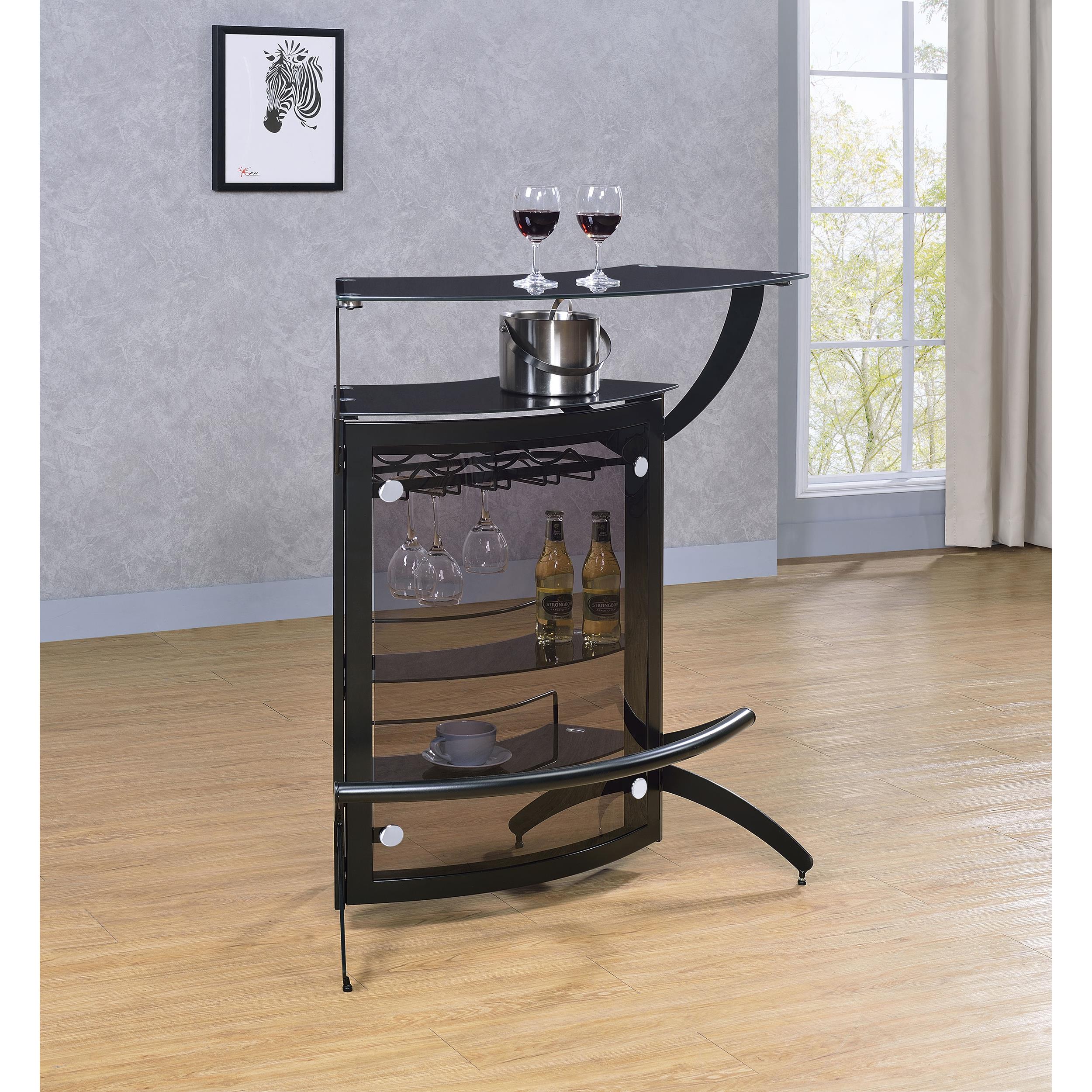  Coaster Furniture Dallas 182135 2-shelf Curved Freestanding Home Bar Cabinet - Black IMAGE 9