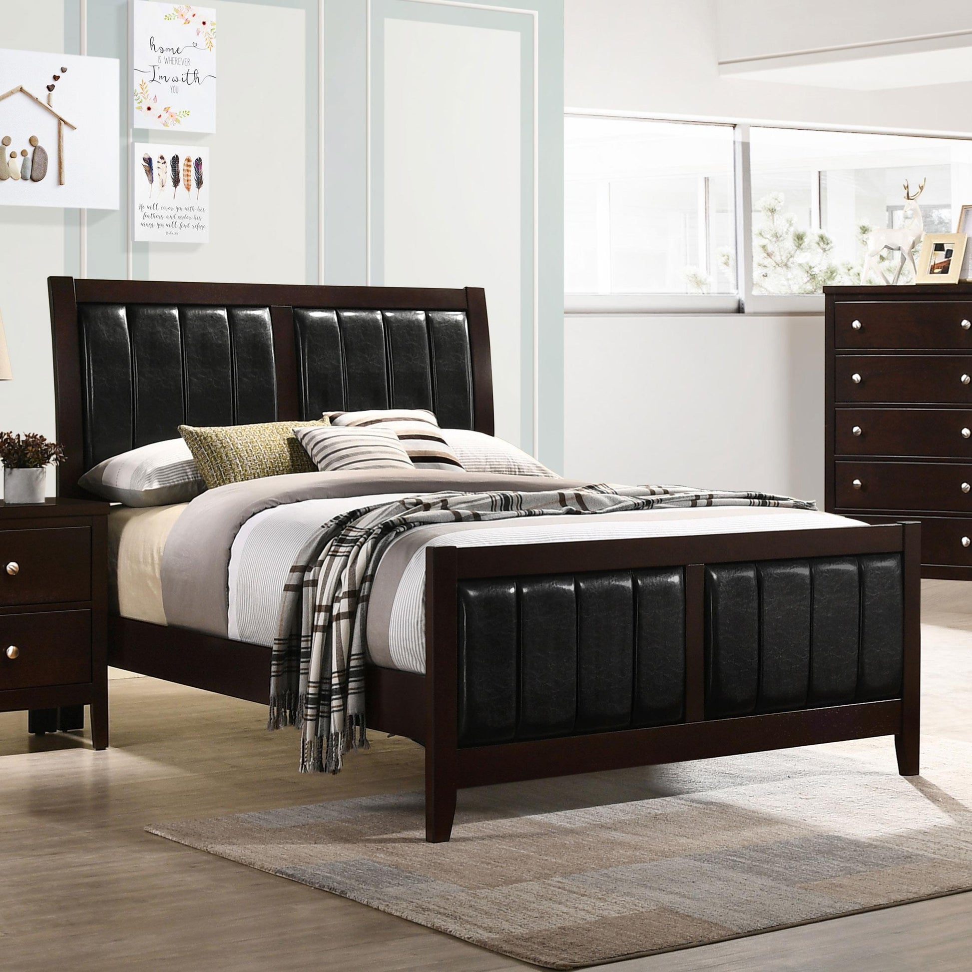  Size_Full  -- Carlton 202091F Wood Full Panel Bed - Cappuccino IMAGE 4