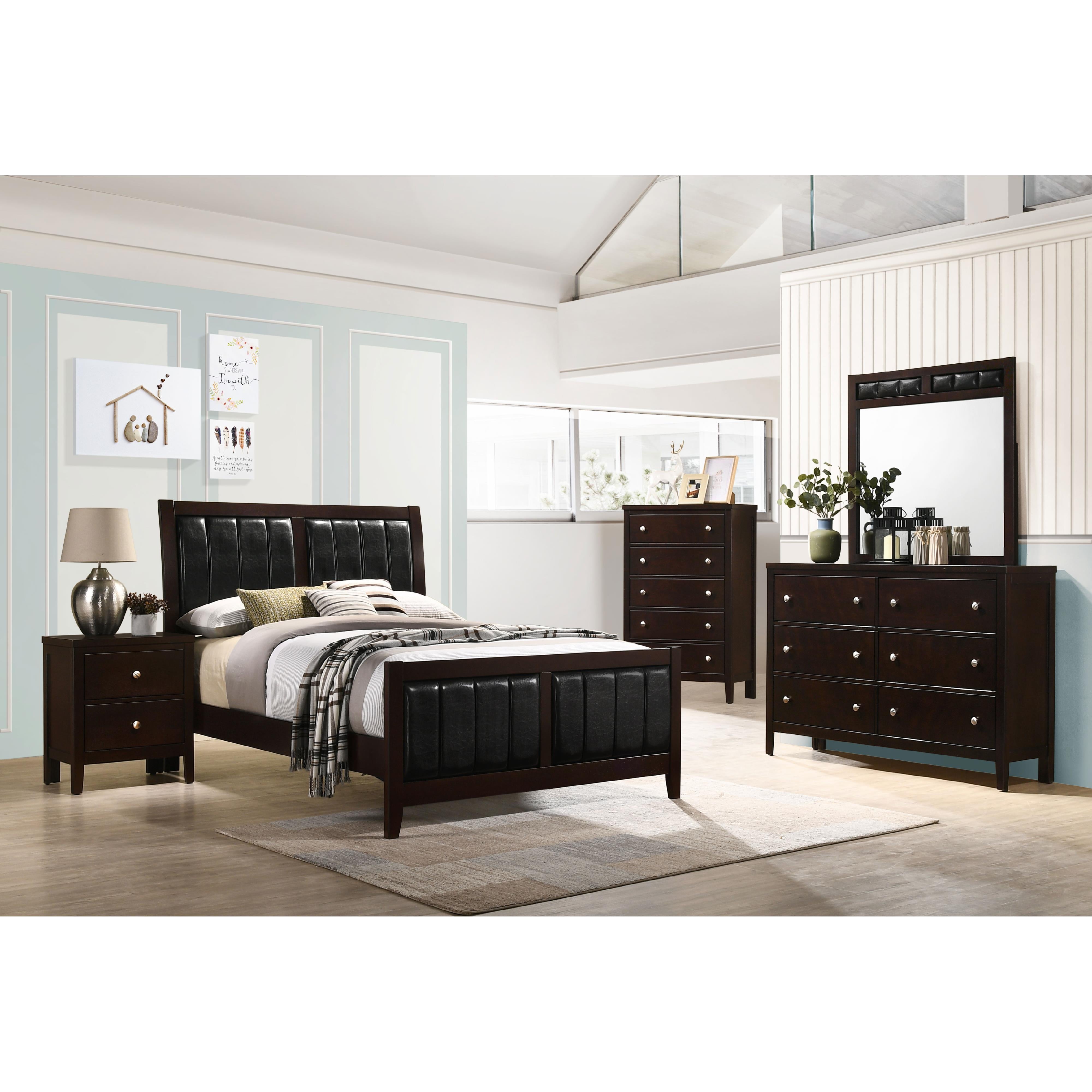  Size_Full  -- Carlton 202091F Wood Full Panel Bed - Cappuccino IMAGE 5