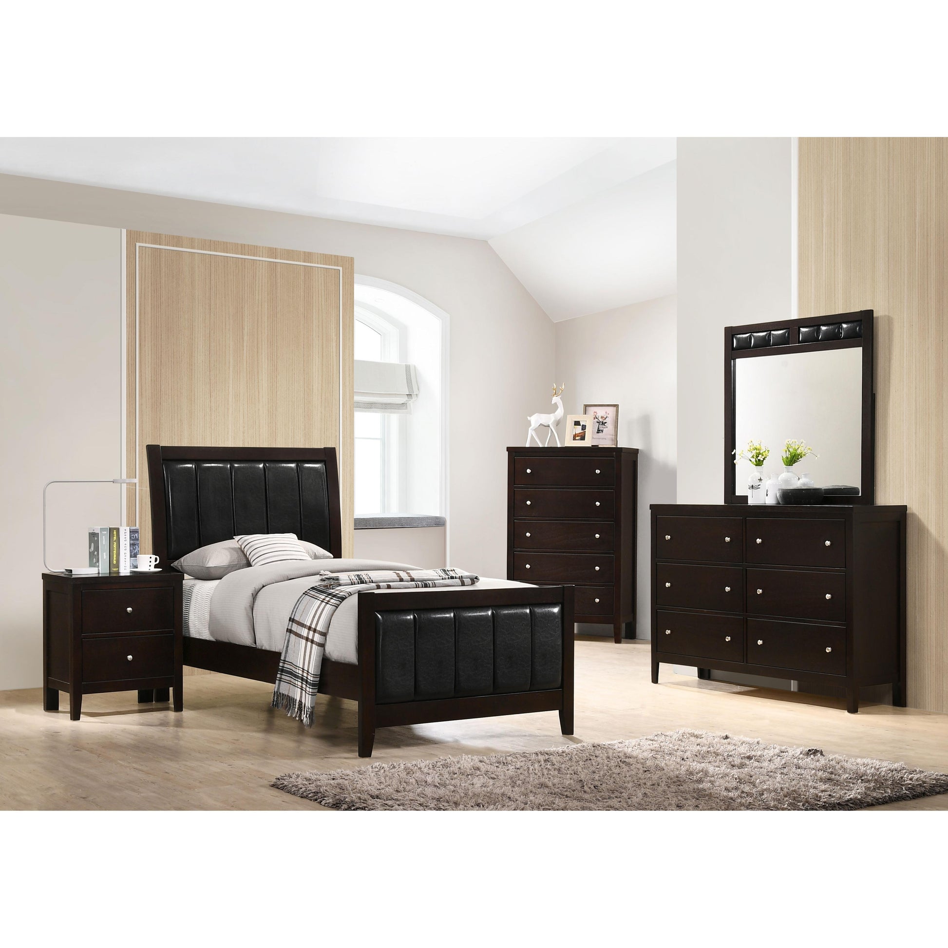  Size_Twin  -- Carlton 202091T Wood Twin Panel Bed - Cappuccino IMAGE 5