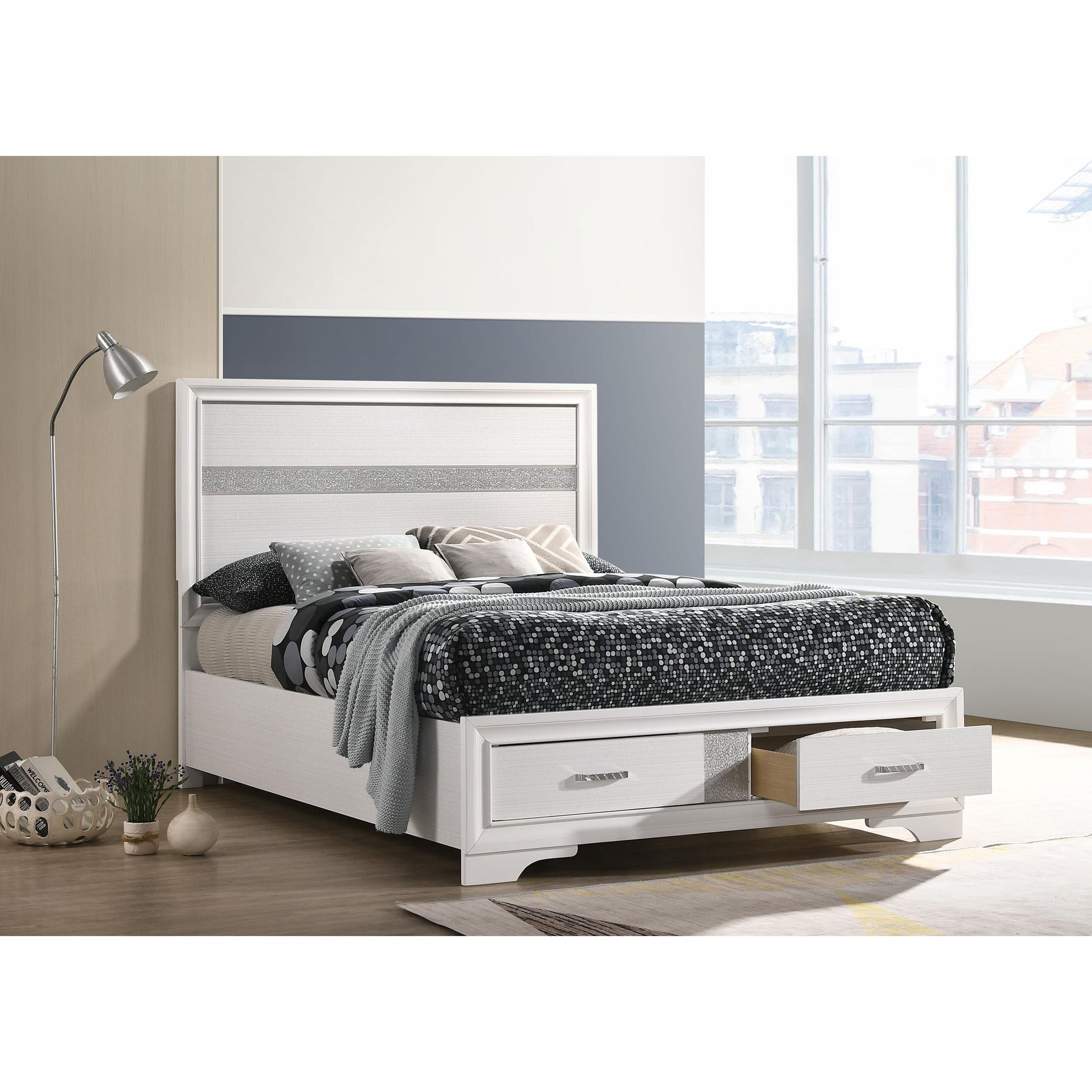  Size_Full  -- Miranda 205111F 51-inch Wood Full Storage Panel Bed - White IMAGE 9