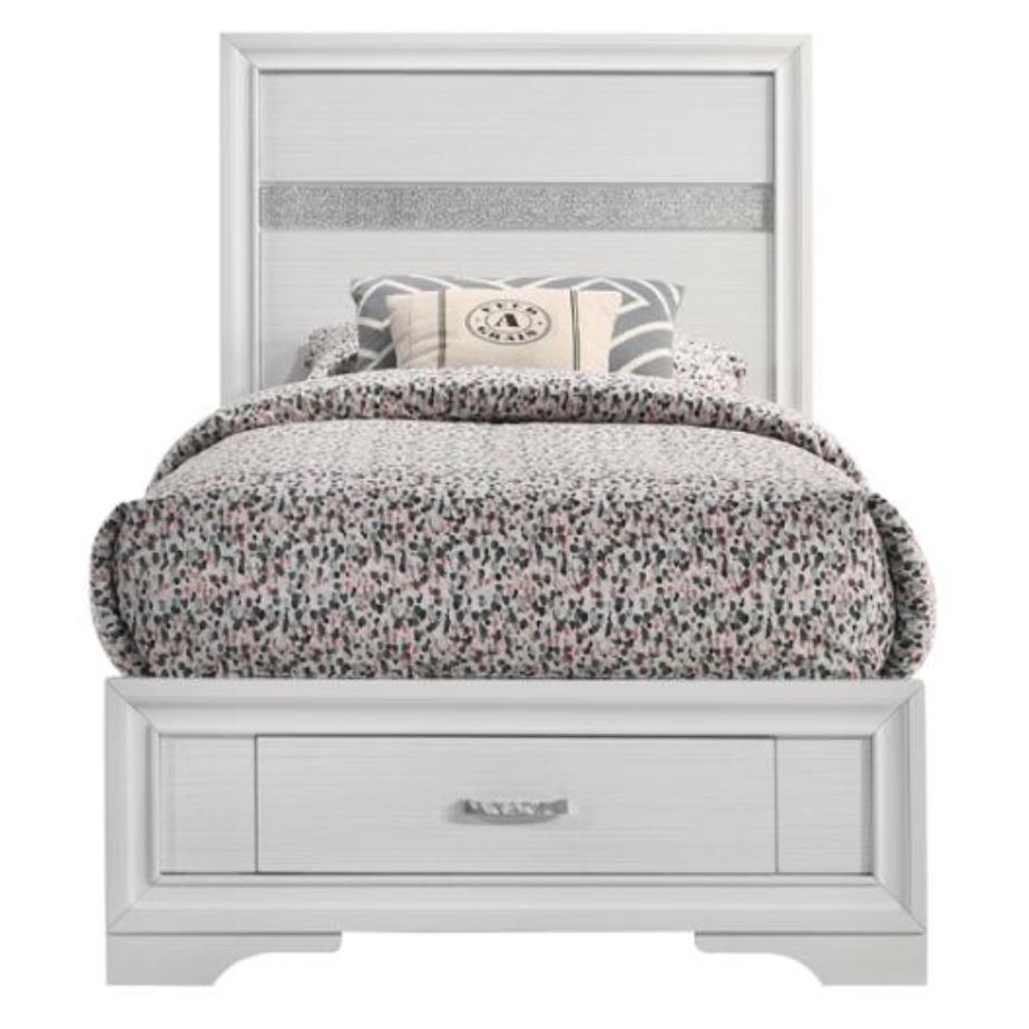  Size_Twin  -- Miranda 205111T 51-inch Wood Twin Storage Panel Bed - White IMAGE 2