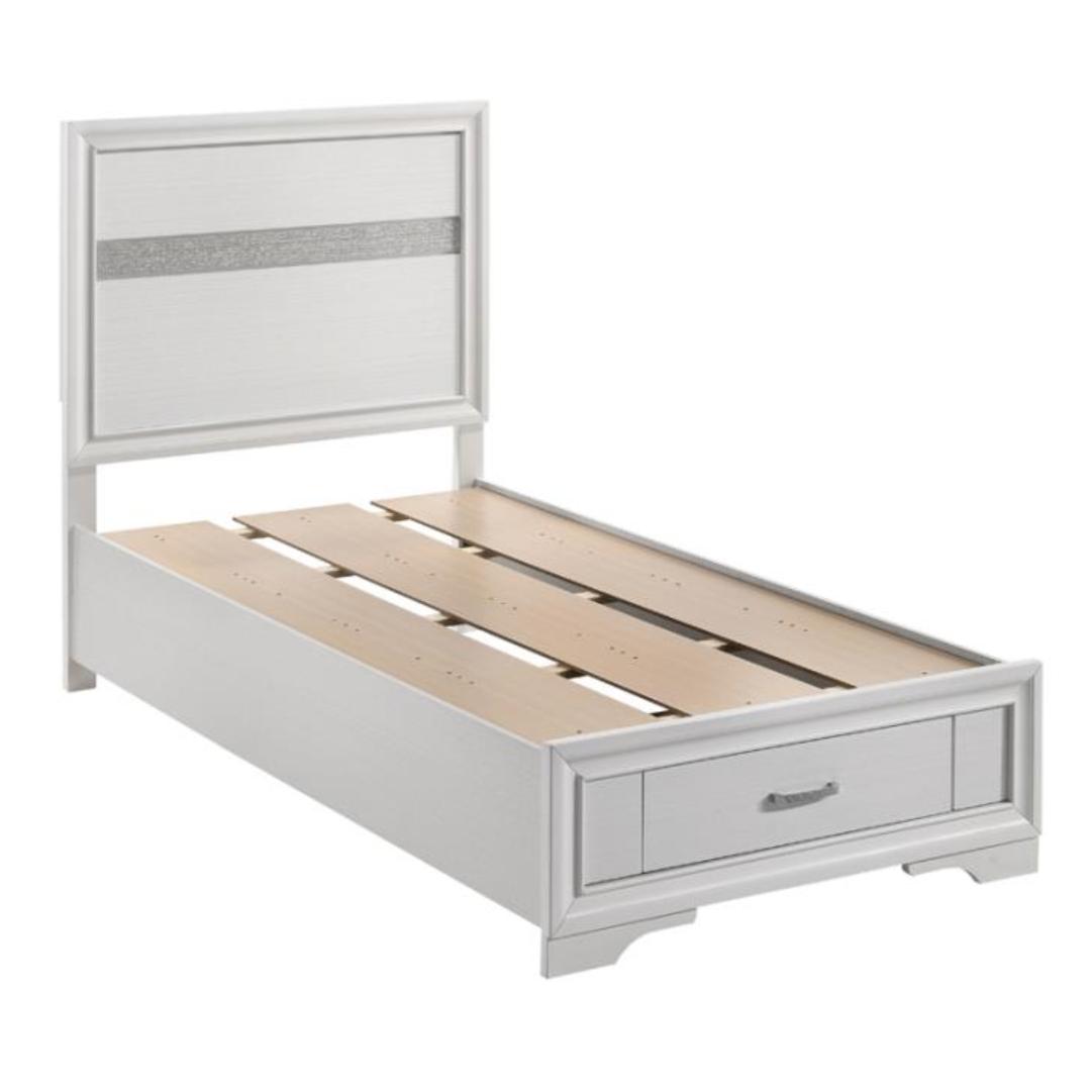  Size_Twin  -- Miranda 205111T 51-inch Wood Twin Storage Panel Bed - White IMAGE 3