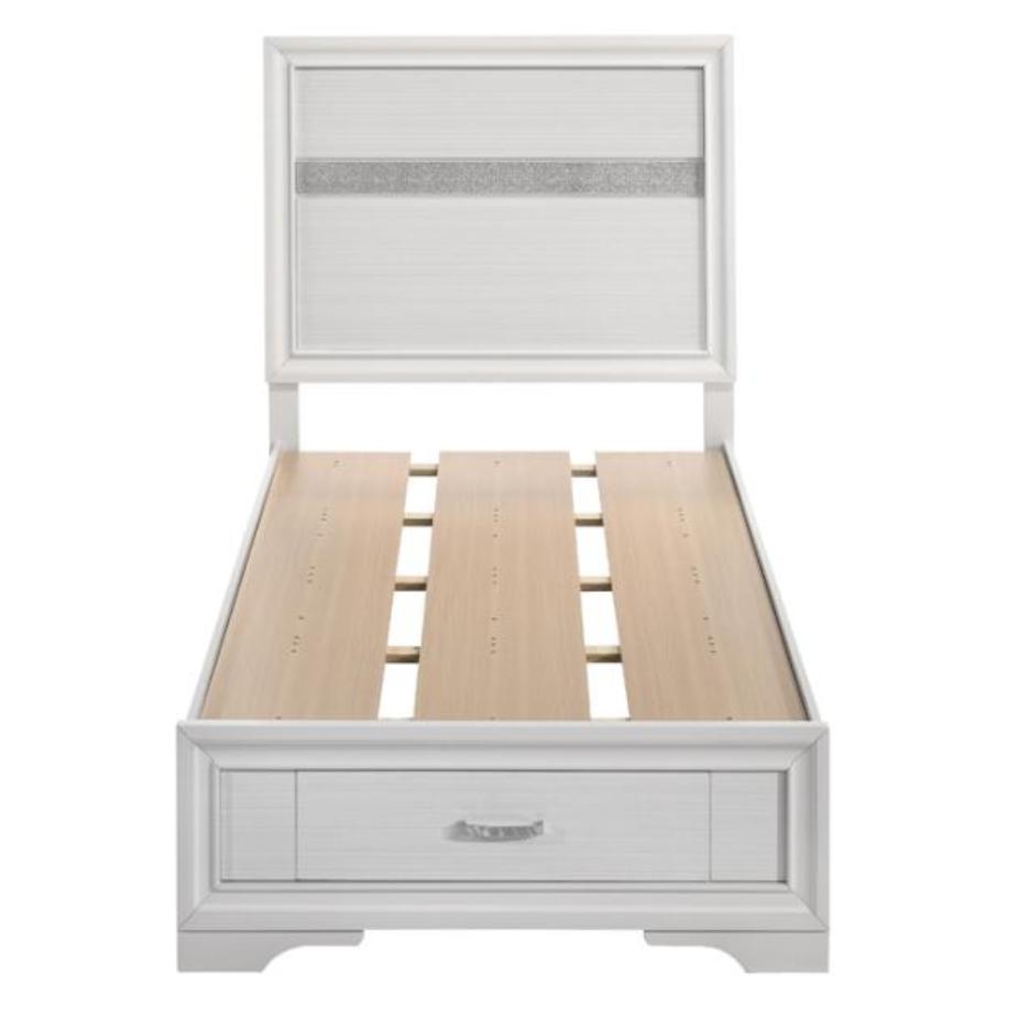  Size_Twin  -- Miranda 205111T 51-inch Wood Twin Storage Panel Bed - White IMAGE 4
