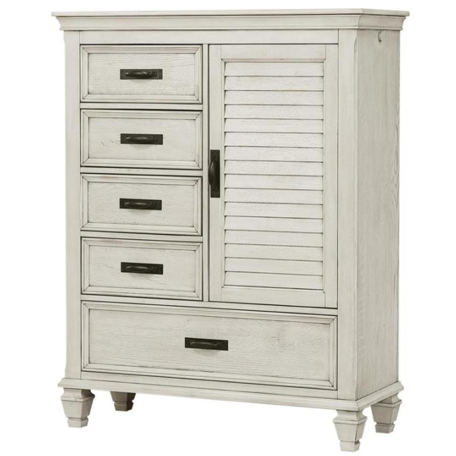  Coaster Furniture Franco 205338 5-Drawer Door Chest - Distressed White IMAGE 1