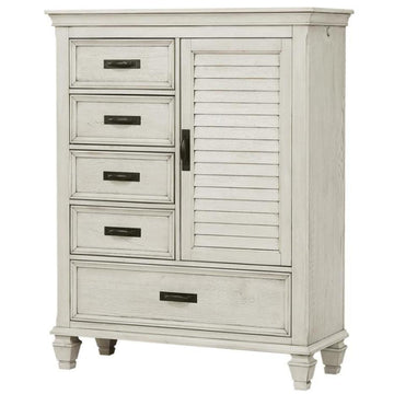  Coaster Furniture Franco 205338 5-Drawer Door Chest - Distressed White IMAGE 1