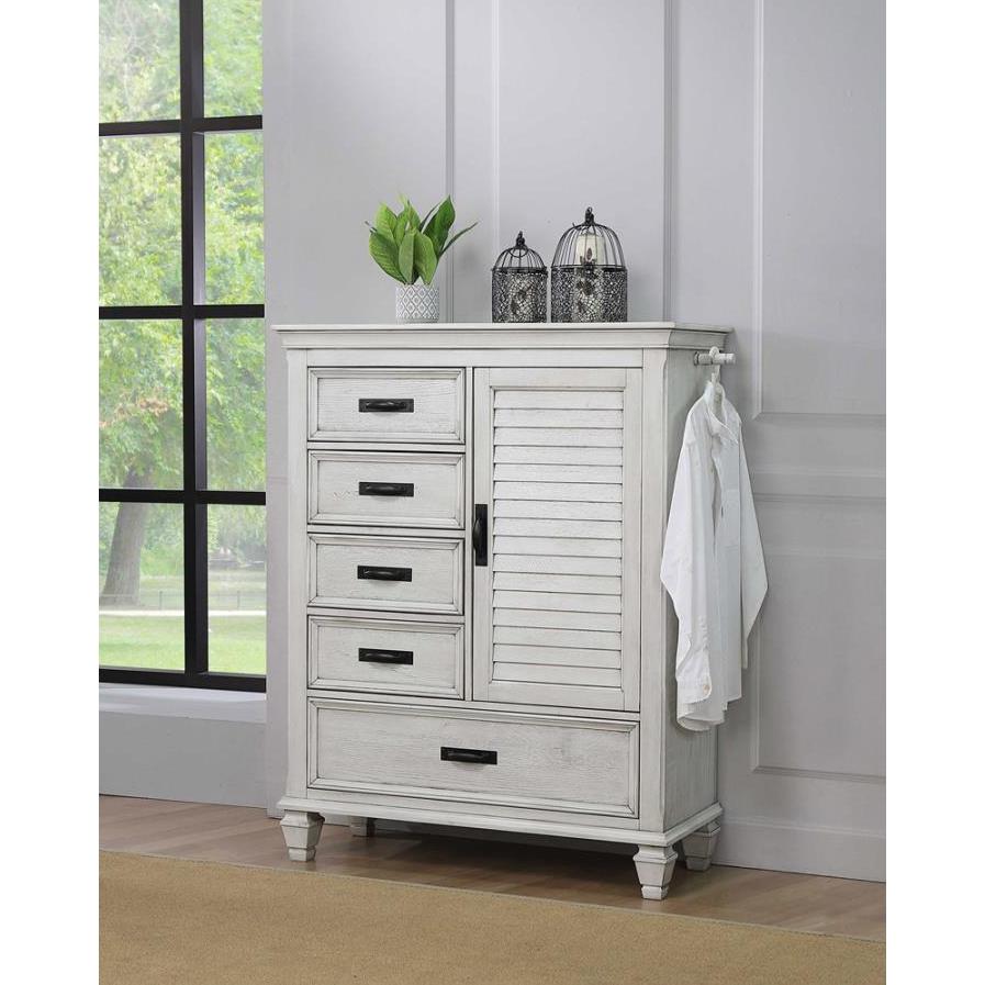  Coaster Furniture Franco 205338 5-Drawer Door Chest - Distressed White IMAGE 1