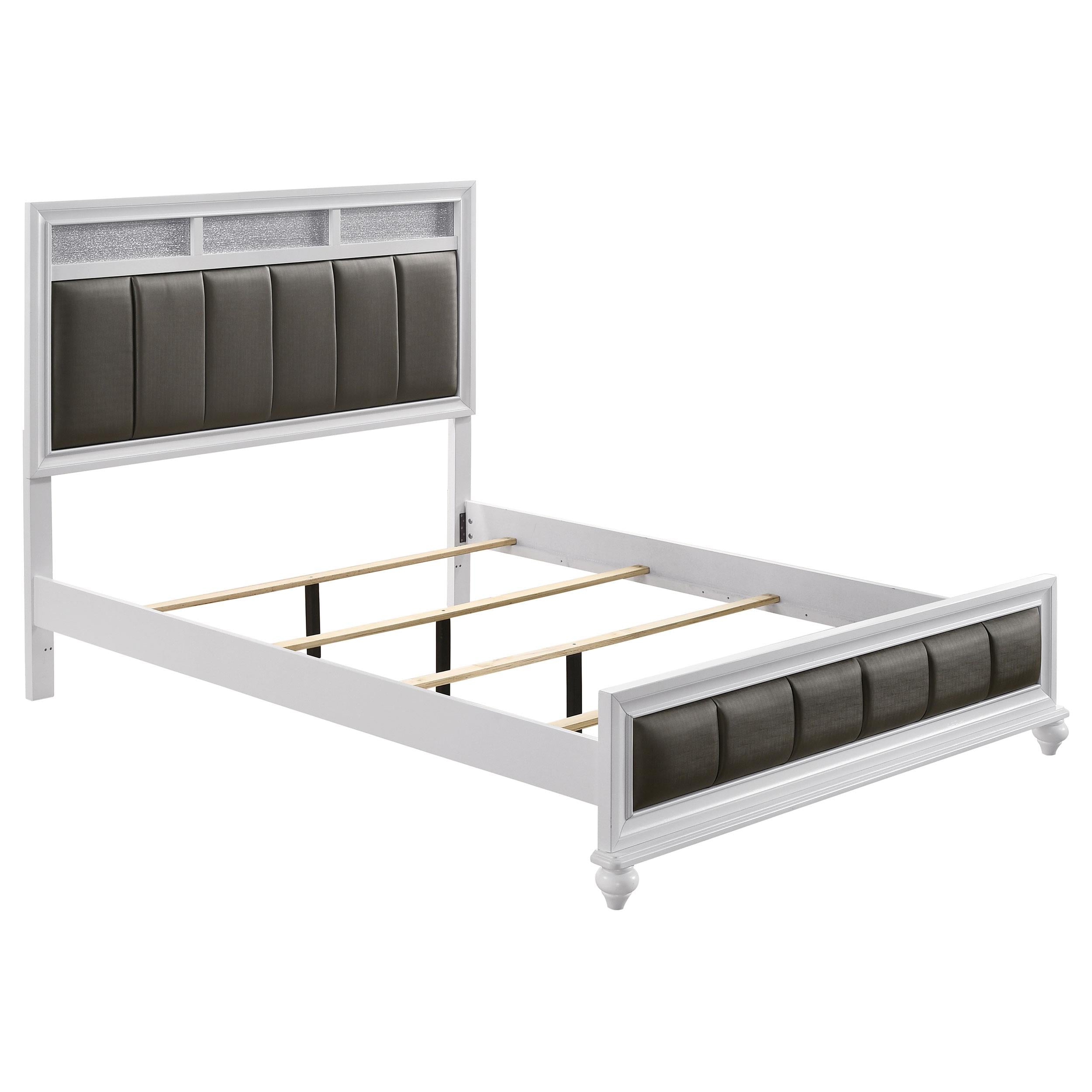  Size_Queen  -- Barzini 205891Q Wood Queen Panel Bed - White IMAGE 1