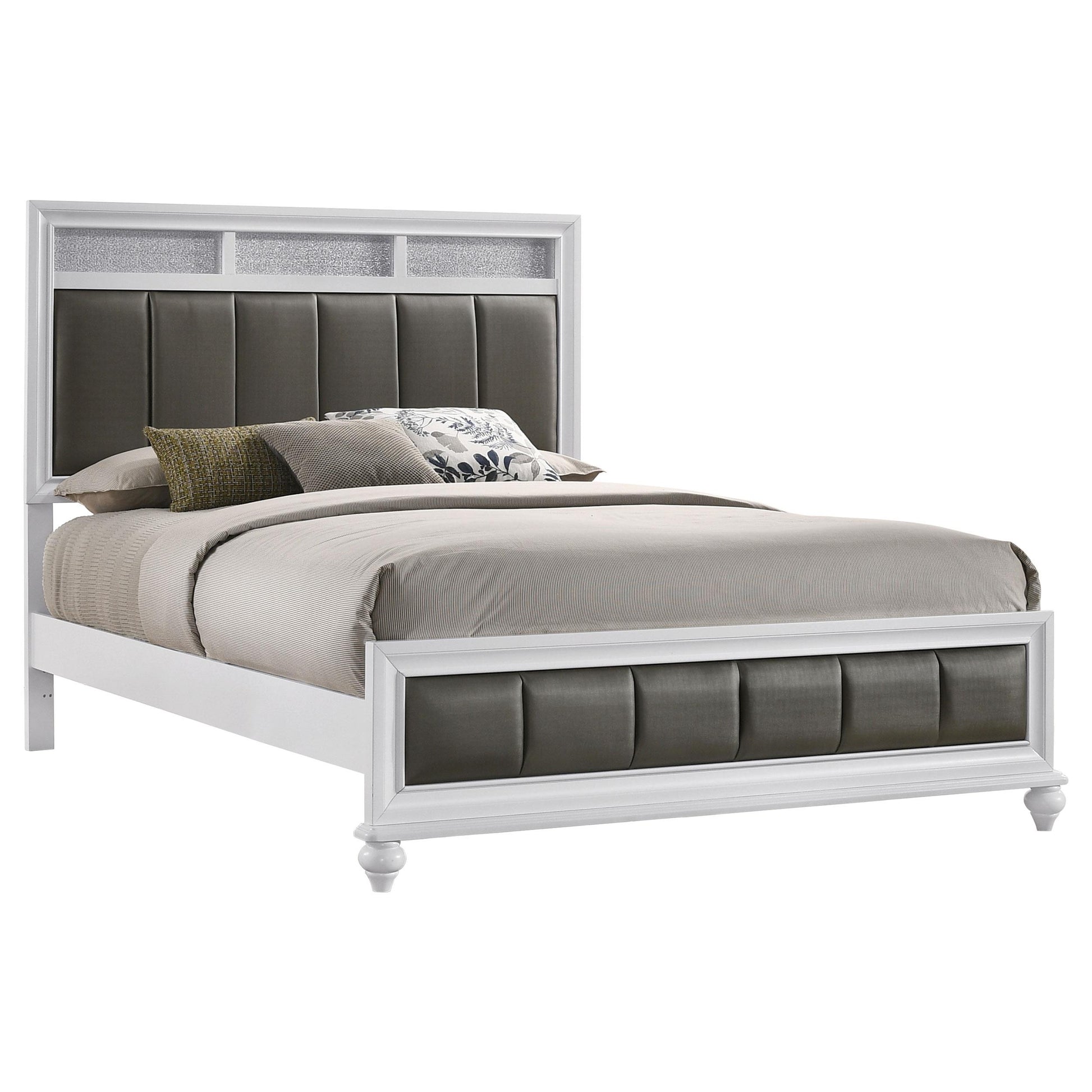  Size_Queen  -- Barzini 205891Q Wood Queen Panel Bed - White IMAGE 2