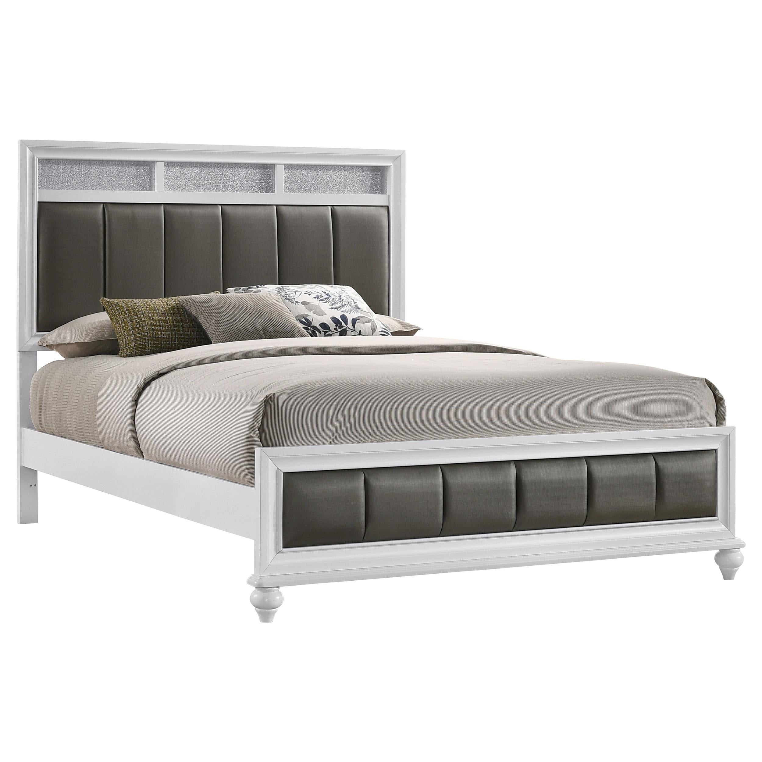  Size_Queen  -- Barzini 205891Q Wood Queen Panel Bed - White IMAGE 2