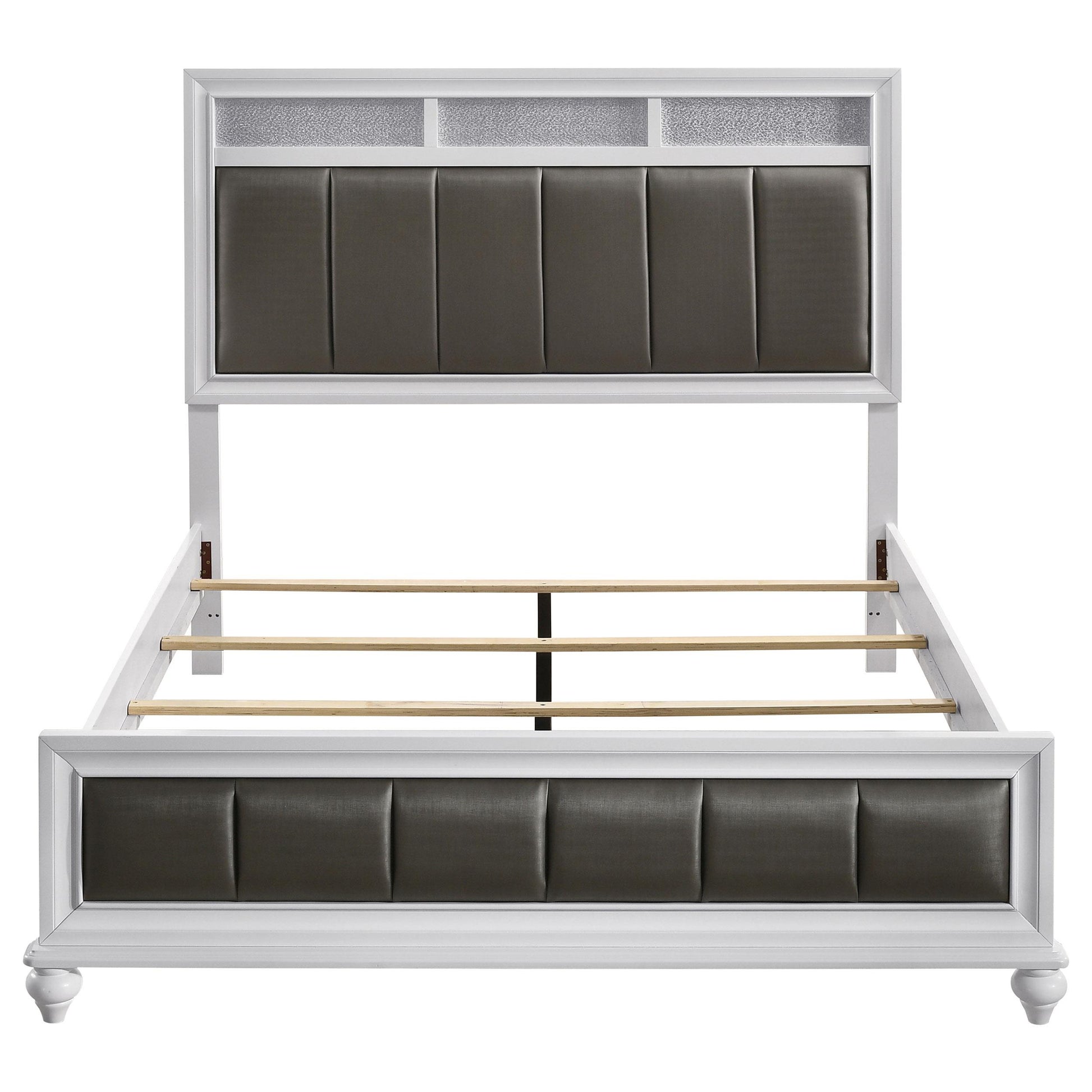 Size_Queen  -- Barzini 205891Q Wood Queen Panel Bed - White IMAGE 3
