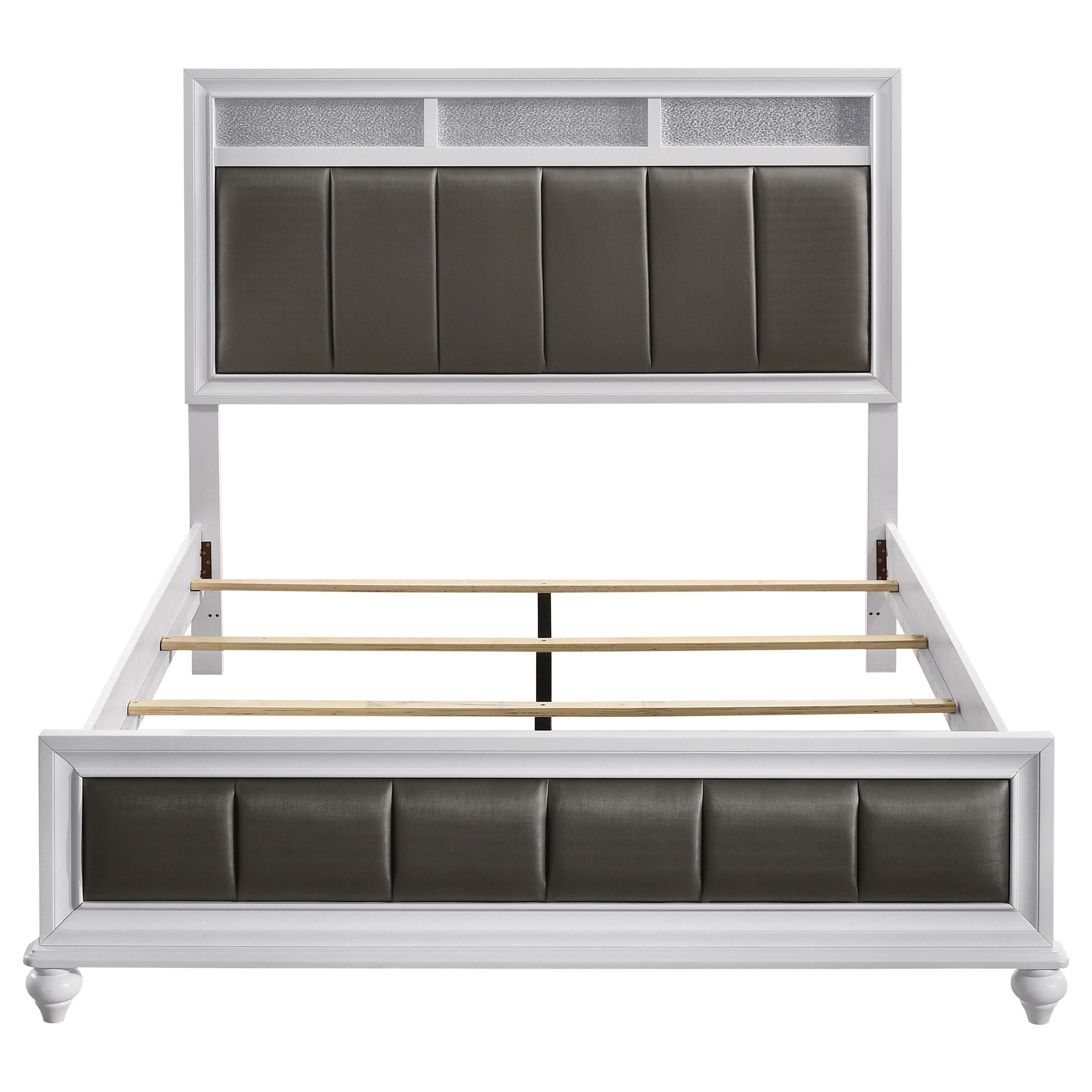 Size_Queen  -- Barzini 205891Q Wood Queen Panel Bed - White IMAGE 3