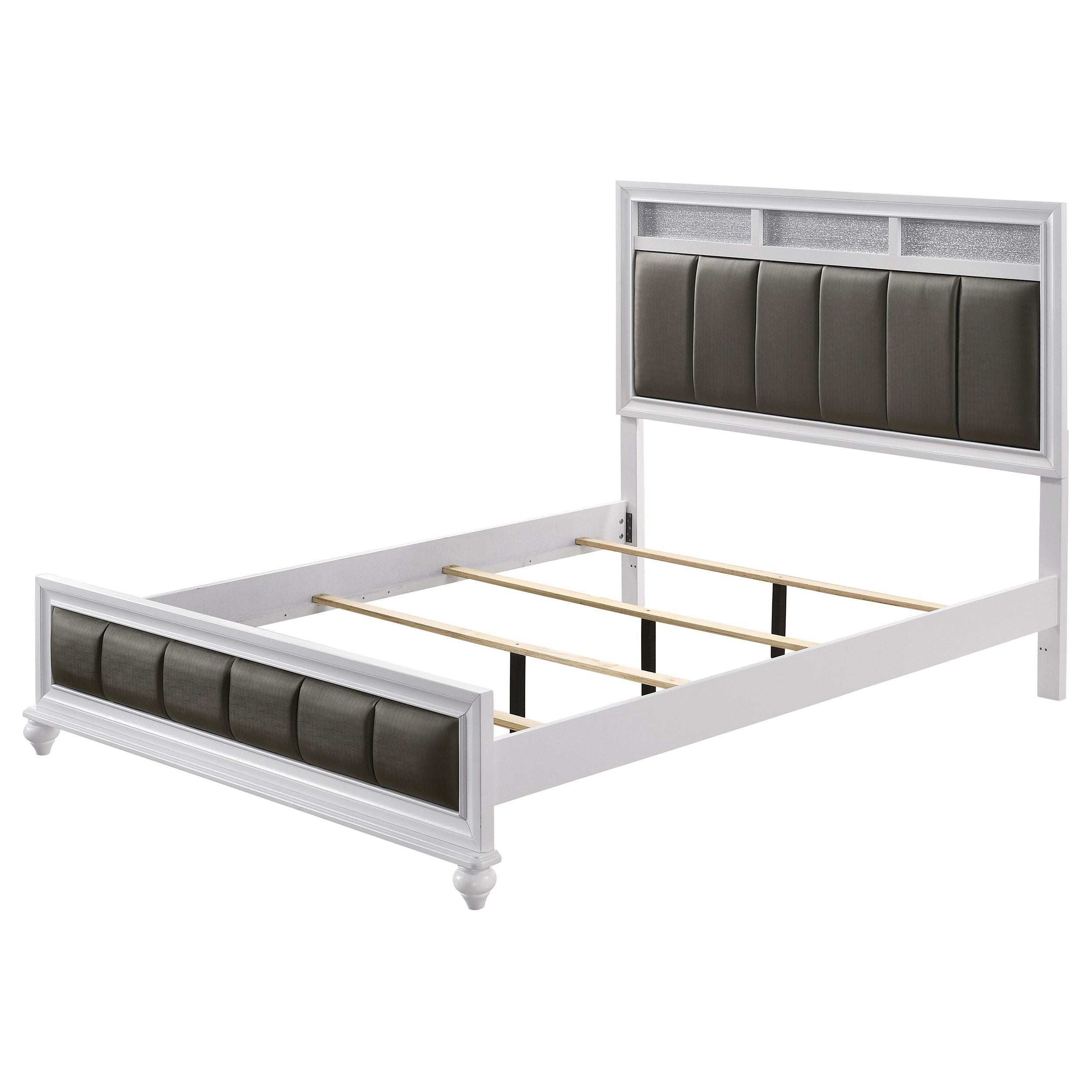  Size_Queen  -- Barzini 205891Q Wood Queen Panel Bed - White IMAGE 4