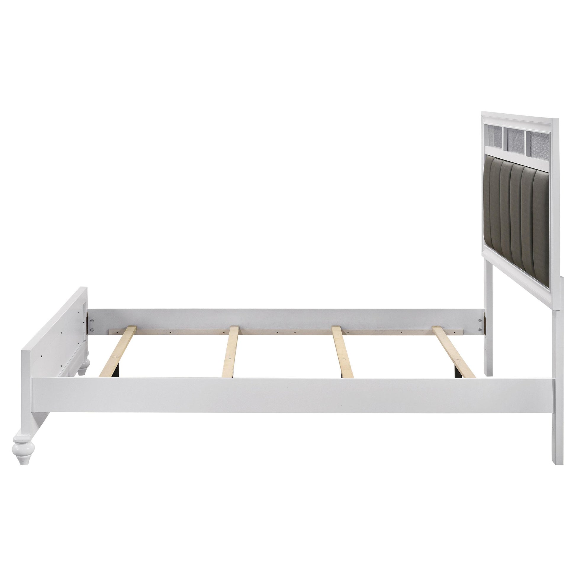  Size_Queen  -- Barzini 205891Q Wood Queen Panel Bed - White IMAGE 5